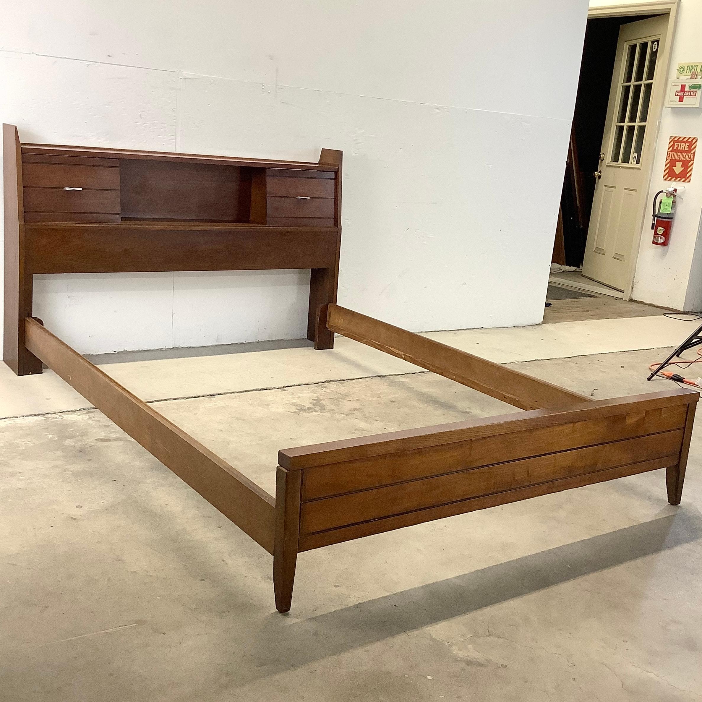 Midcentury Tuxedo Style Storage Bed Frame, Full Size 2