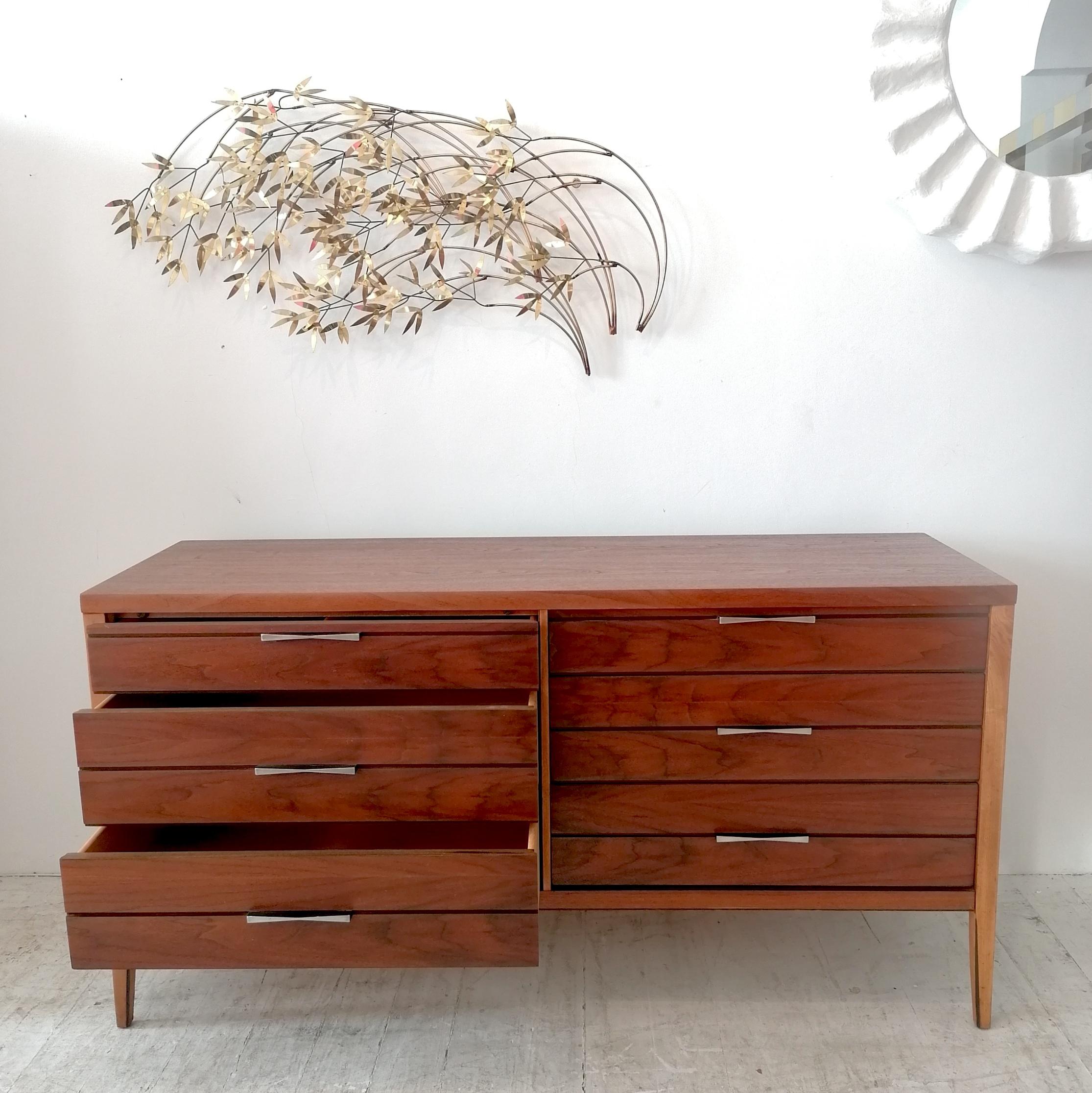 Aluminum Mid Century 'Tuxedo' walnut dresser / sideboard by Lane Furniture,  USA 1960s