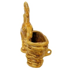 Mid-Century Yellow Rearing Horse w/ Wall TV Lamp Base