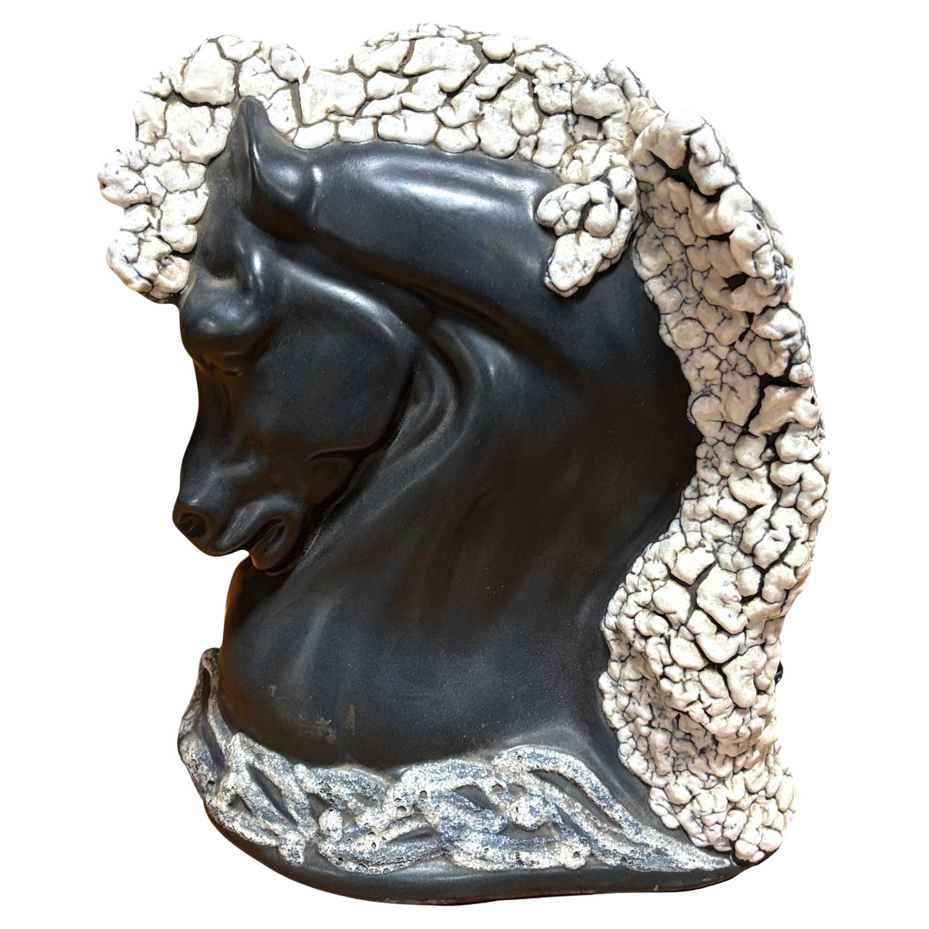 Lampe TV Mid-Century Buste de cheval gris et blanc