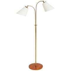 Midcentury Two-Arm Brass Floor Lamp