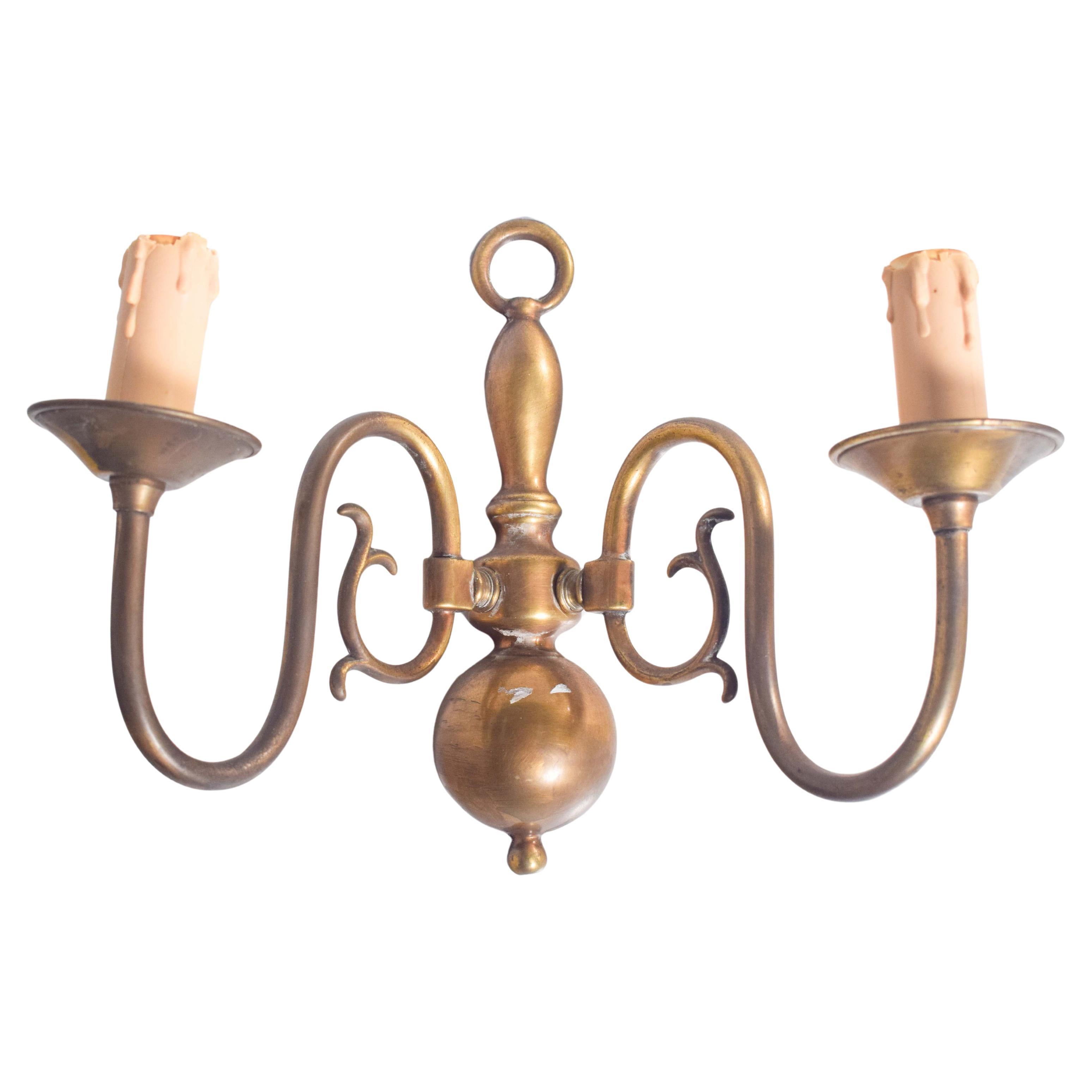 Mid-Century Two-Arm Wall Light in Brass