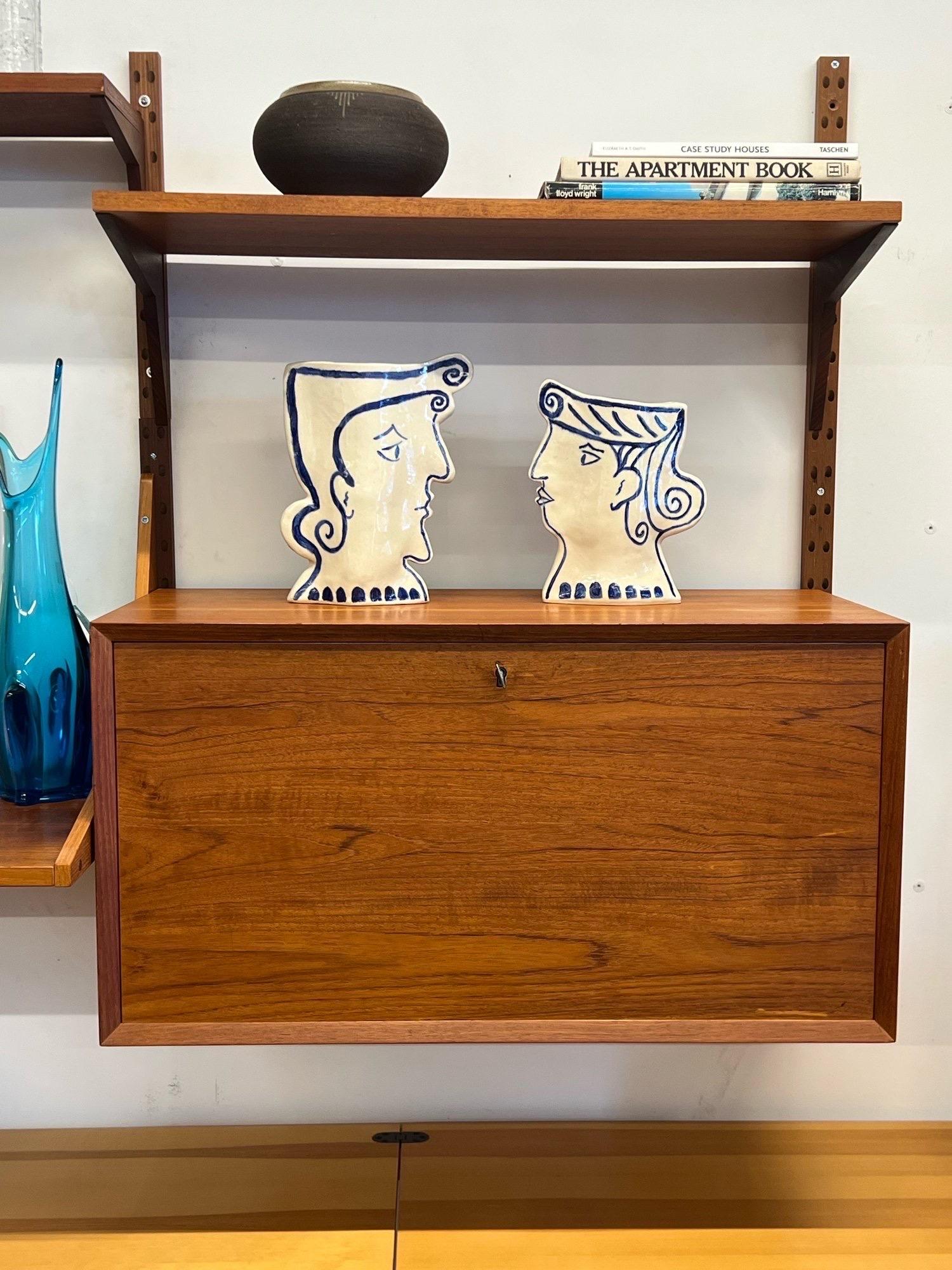 Danish Mid-Century Two Bay Cado Wall Unit / Bar Cabinet