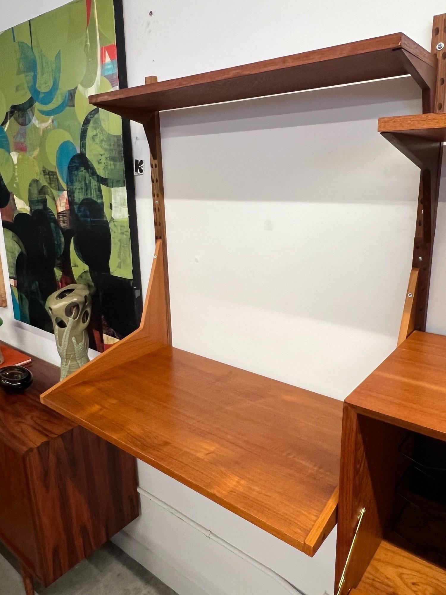 Mid-20th Century Mid-Century Two Bay Cado Wall Unit / Bar Cabinet