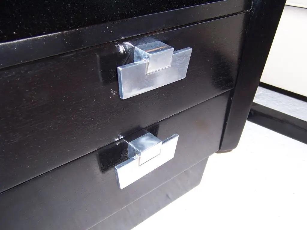 Ebonized Midcentury Two-Drawer Nightstand For Sale