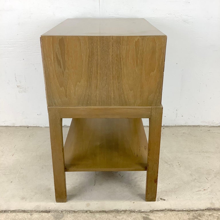Unknown Mid-Century Two Drawer Nightstand with Brass Drawer Pulls For Sale