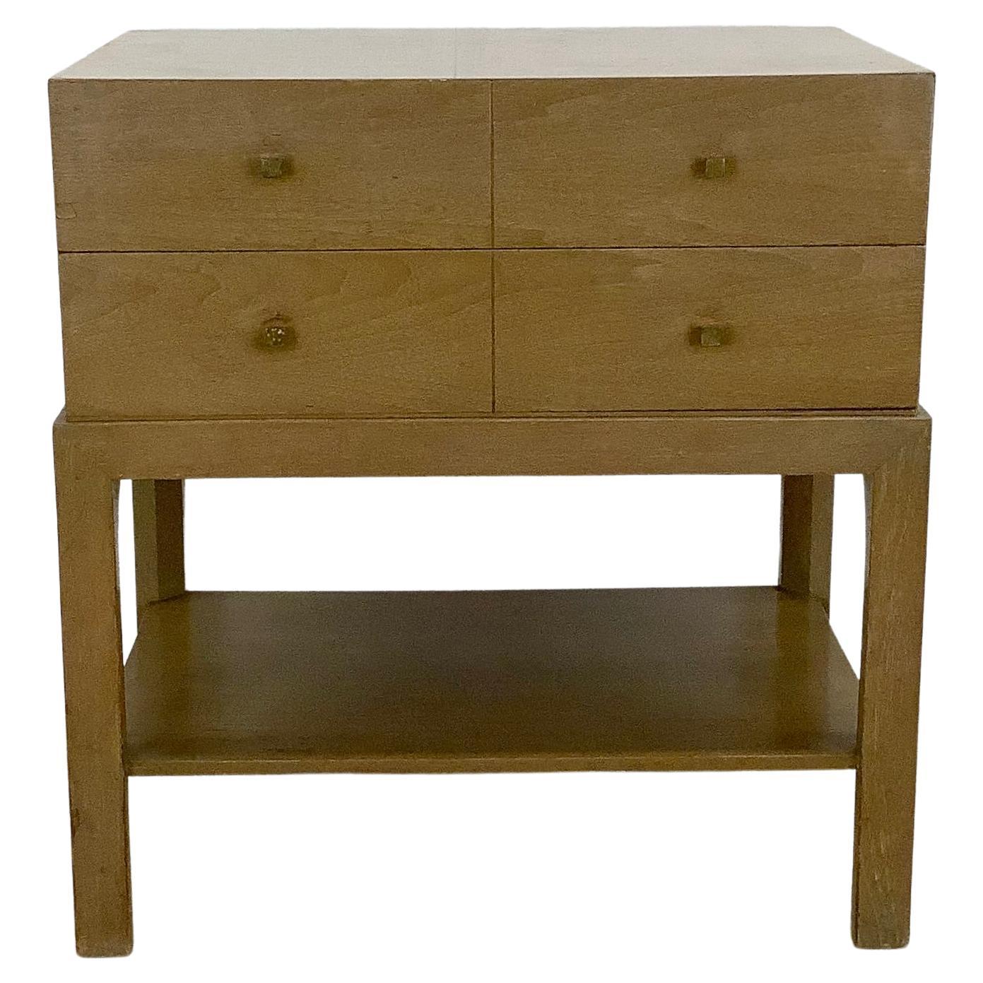 Mid-Century Two Drawer Nightstand with Brass Drawer Pulls