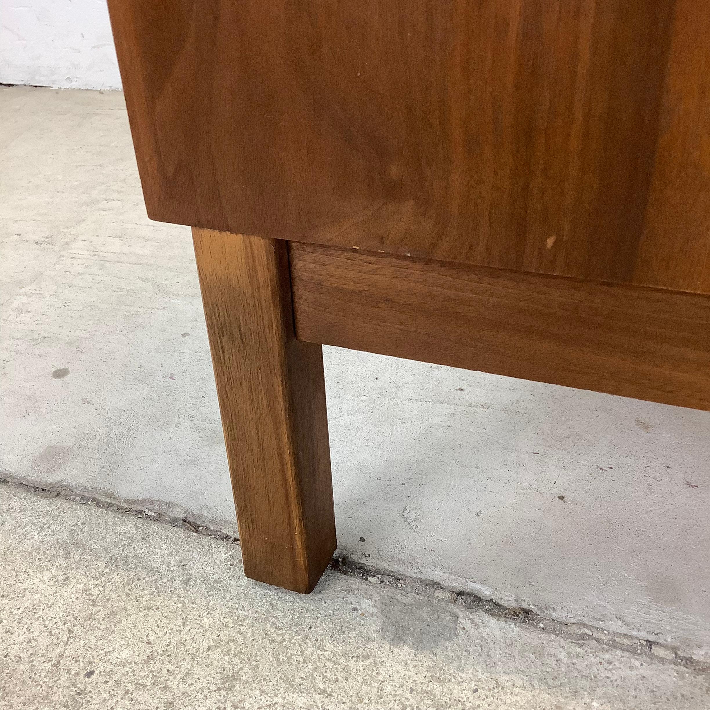 Mid-Century Two Drawer Square Walnut End Table For Sale 3