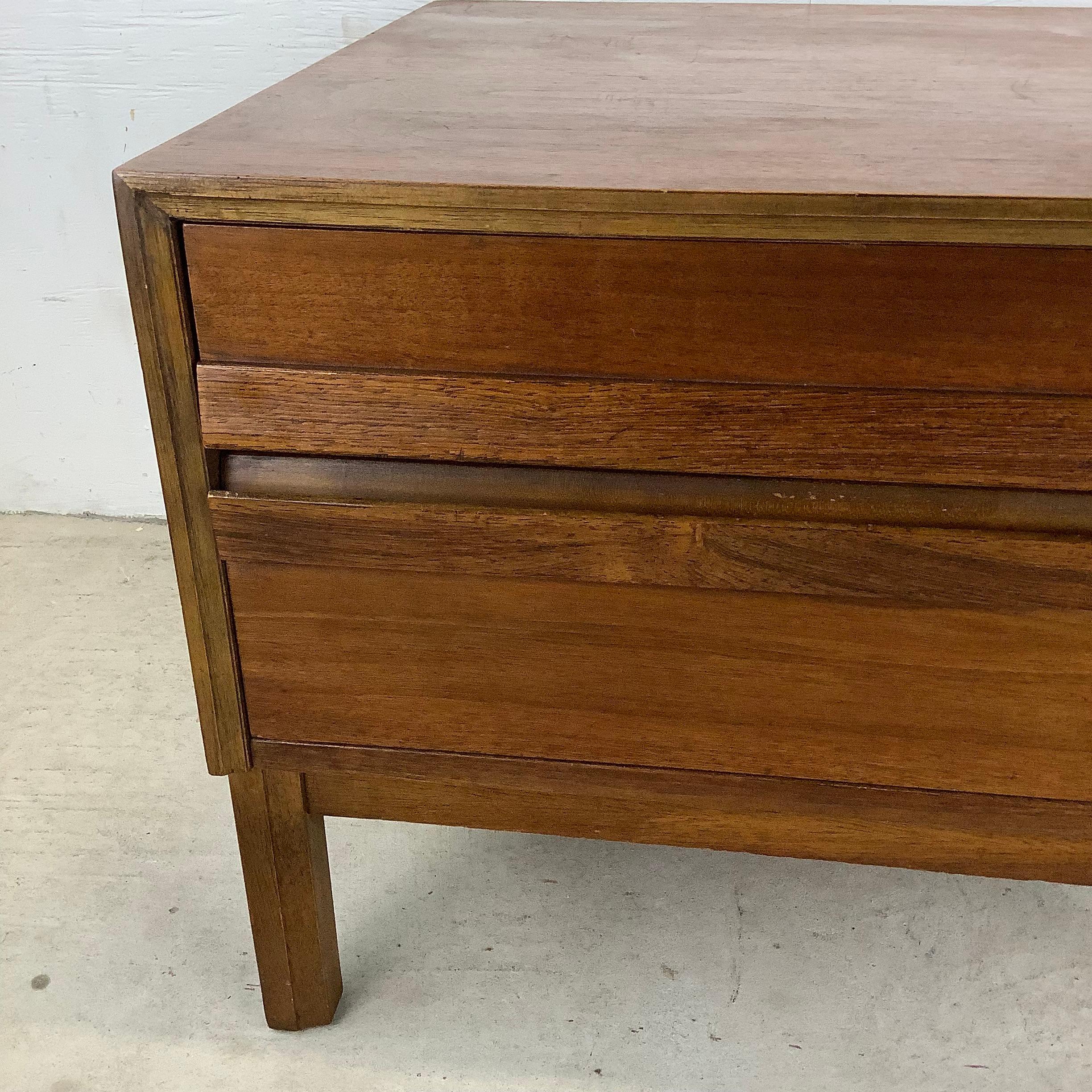 Mid-Century Two Drawer Square Walnut End Table For Sale 10