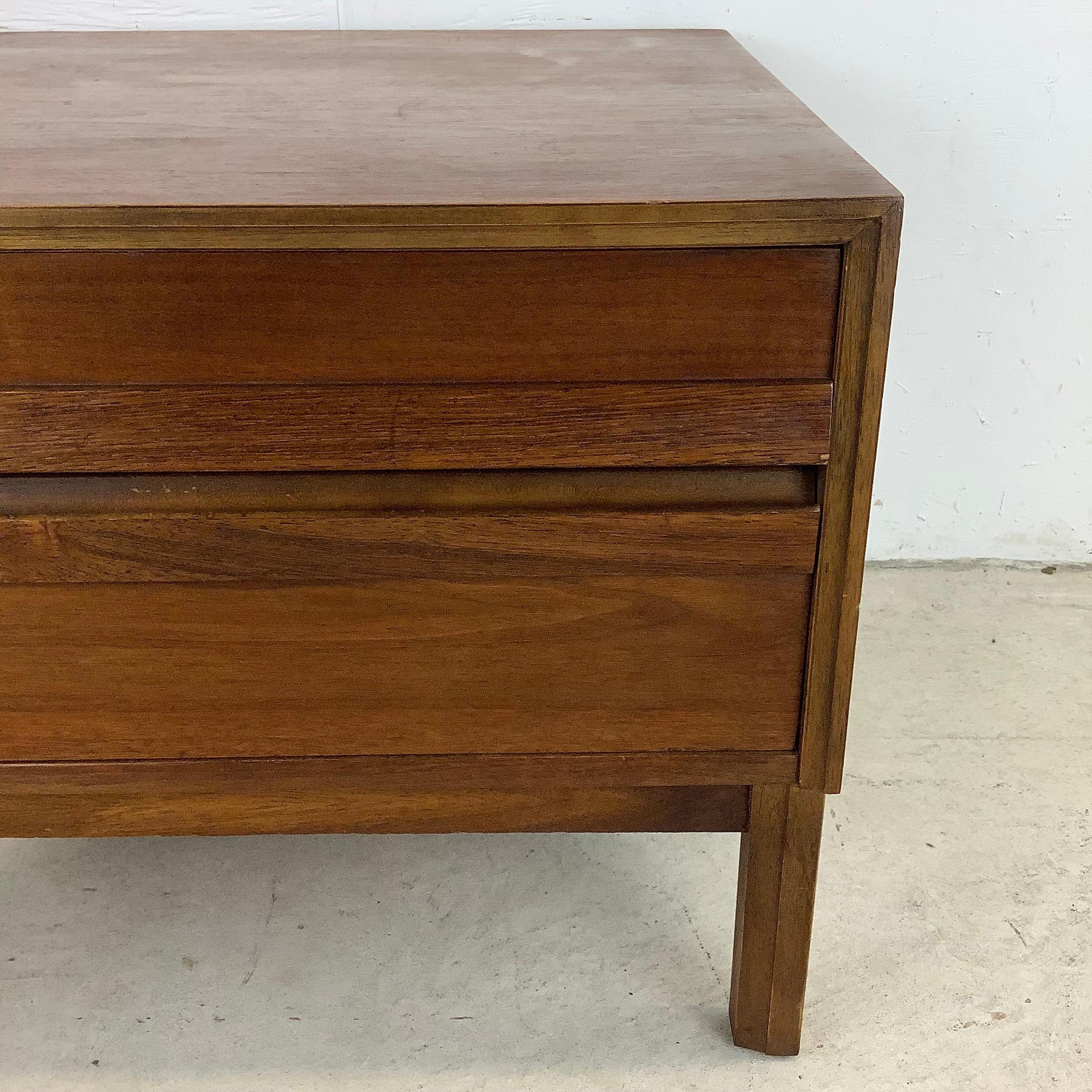 Mid-Century Two Drawer Square Walnut End Table For Sale 11