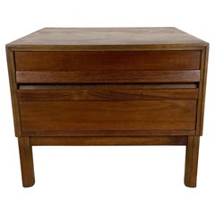 Mid-Century Two Drawer Square Walnut End Table