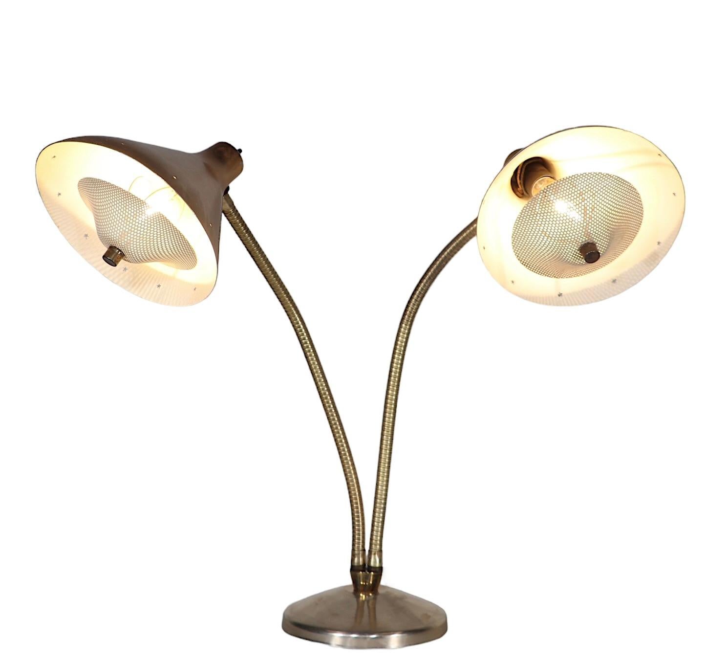 Mid Century Two Light  Flex Arm Desk Lamp poss. Laurel or Thurston For Sale 4