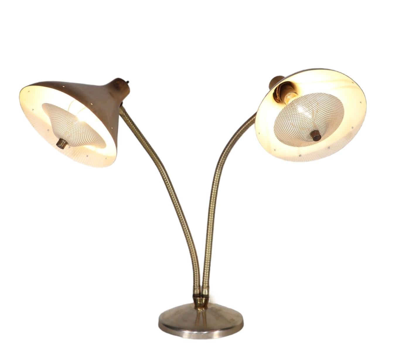 Mid Century Two Light  Flex Arm Desk Lamp poss. Laurel or Thurston For Sale 5