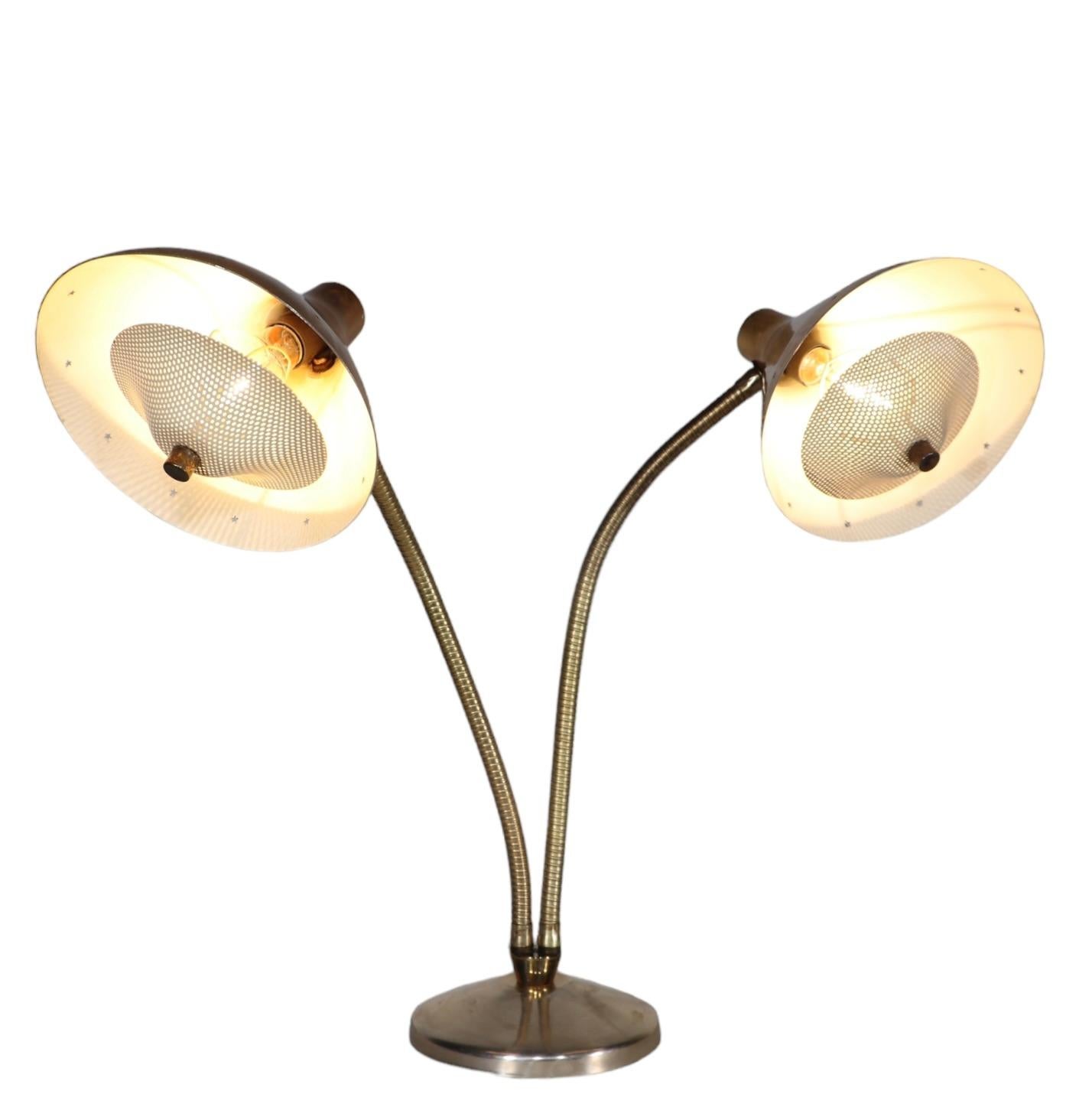 Mid Century Two Light  Flex Arm Desk Lamp poss. Laurel or Thurston For Sale 6