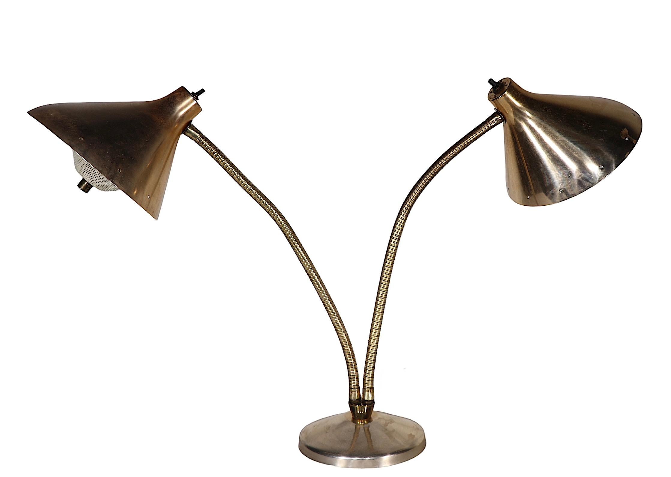 Mid Century Two Light  Flex Arm Desk Lamp poss. Laurel or Thurston For Sale 10
