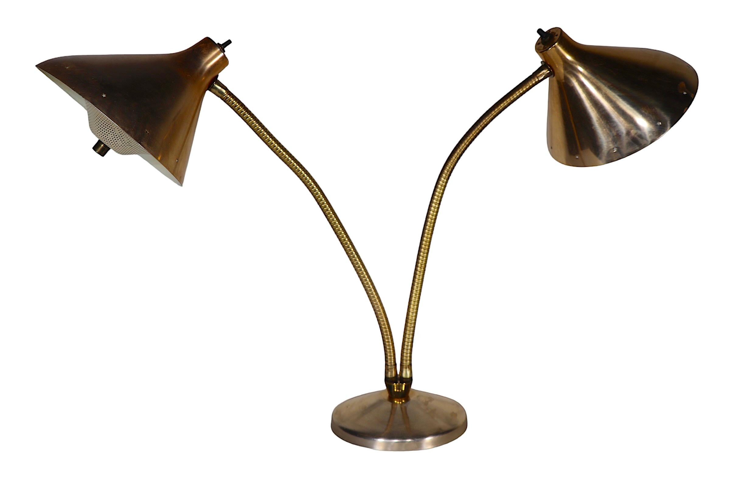 Mid Century Two Light  Flex Arm Desk Lamp poss. Laurel or Thurston For Sale 12