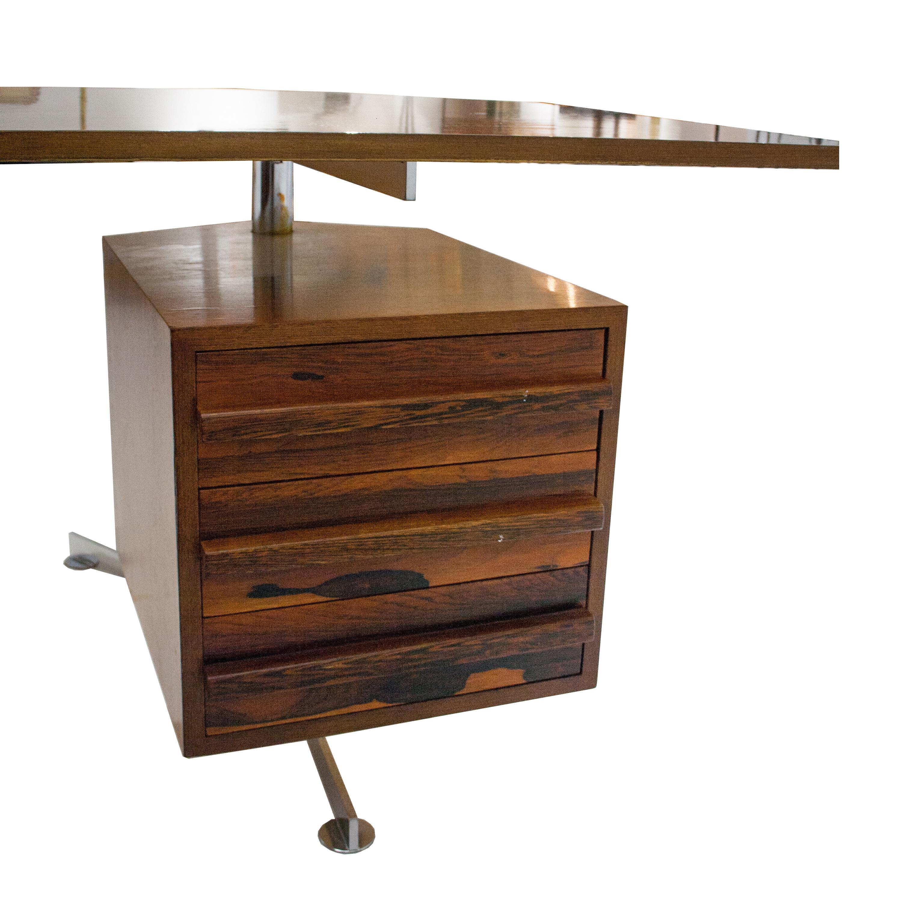 Mid-Century Two Moduled Italian Mahogany Desk, Italy, 1950 In Good Condition In Madrid, ES