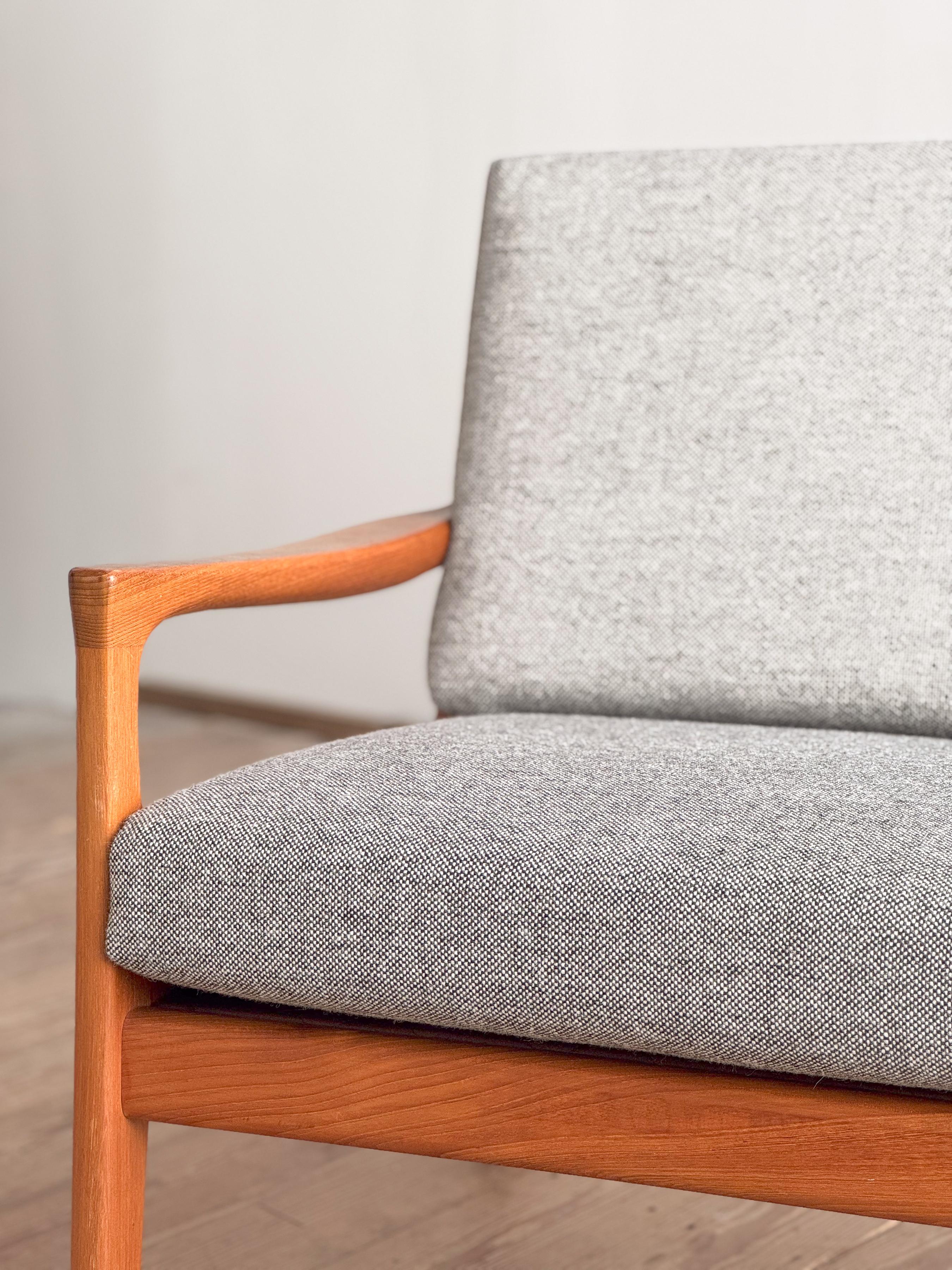 Mid-Century Two-Seat Sofa, Danish Design Teak Couch For Sale 9