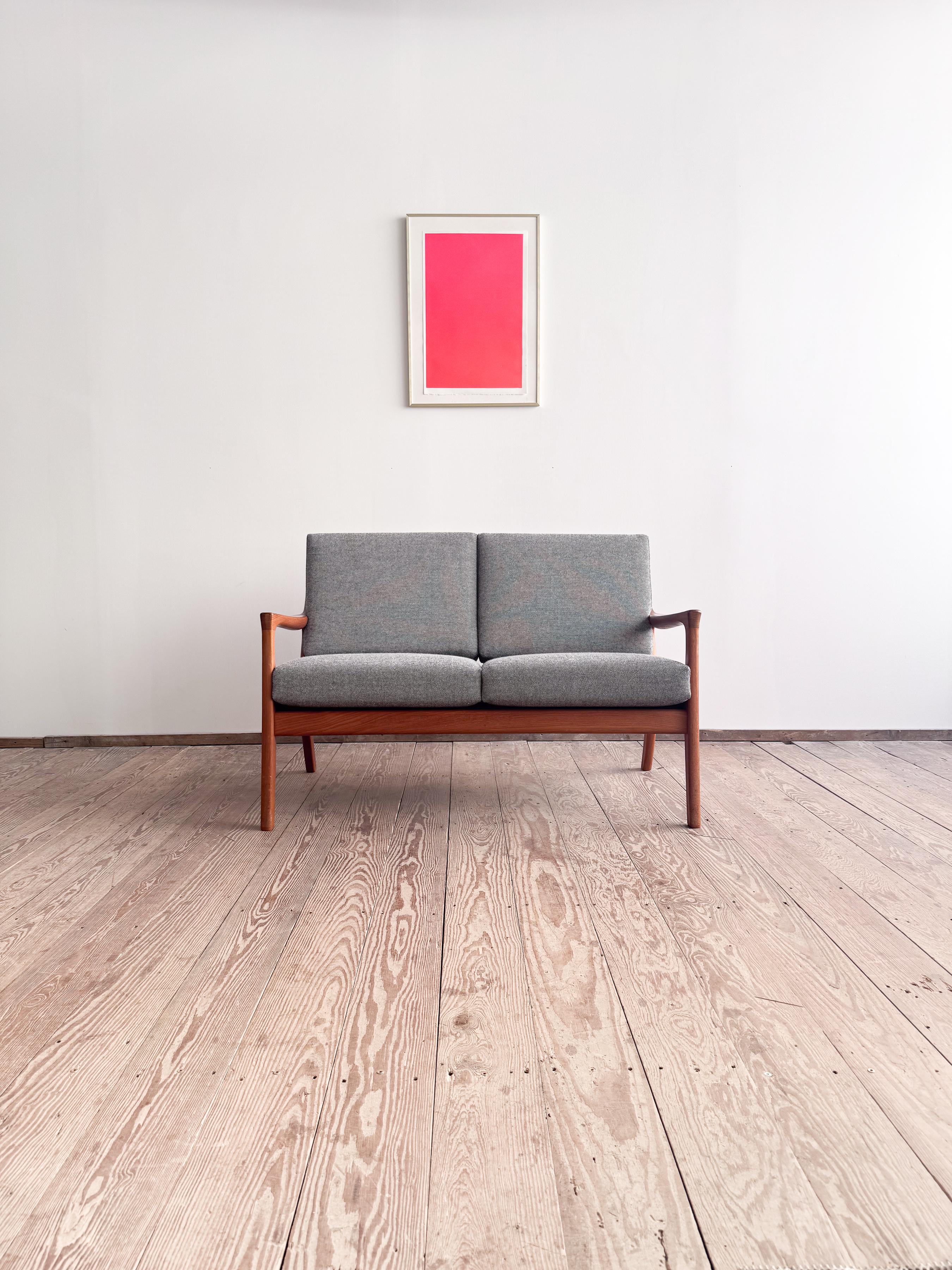 Mid-Century Modern Mid-Century Two-Seat Sofa, Danish Design Teak Couch For Sale