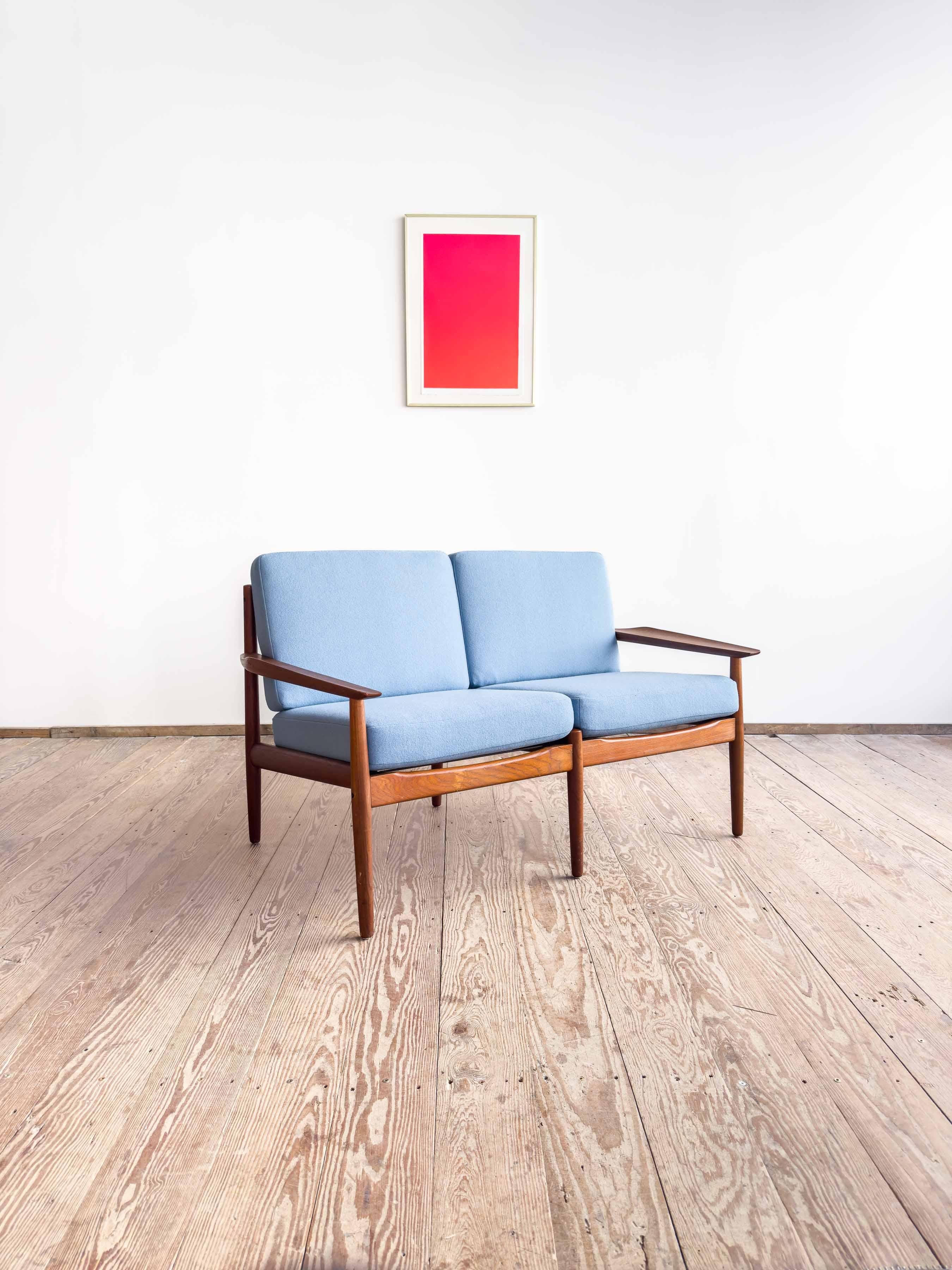 Danish Mid-Century Two-Seat Sofa, Teak Couch by Arne Vodder, Glostrup For Sale