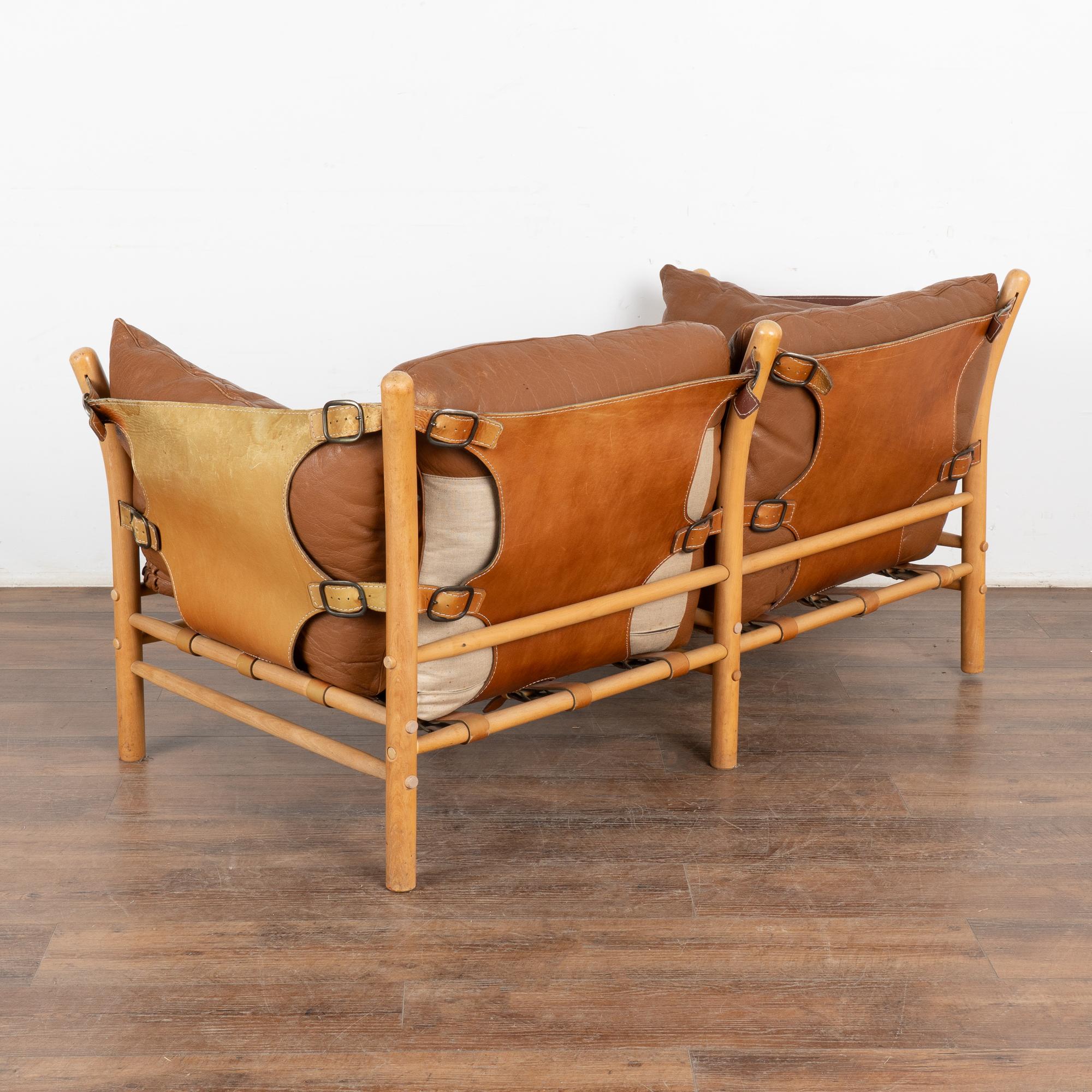 Mid Century Two Seat Vintage Leather Sofa by Arne Norell, Sweden 4