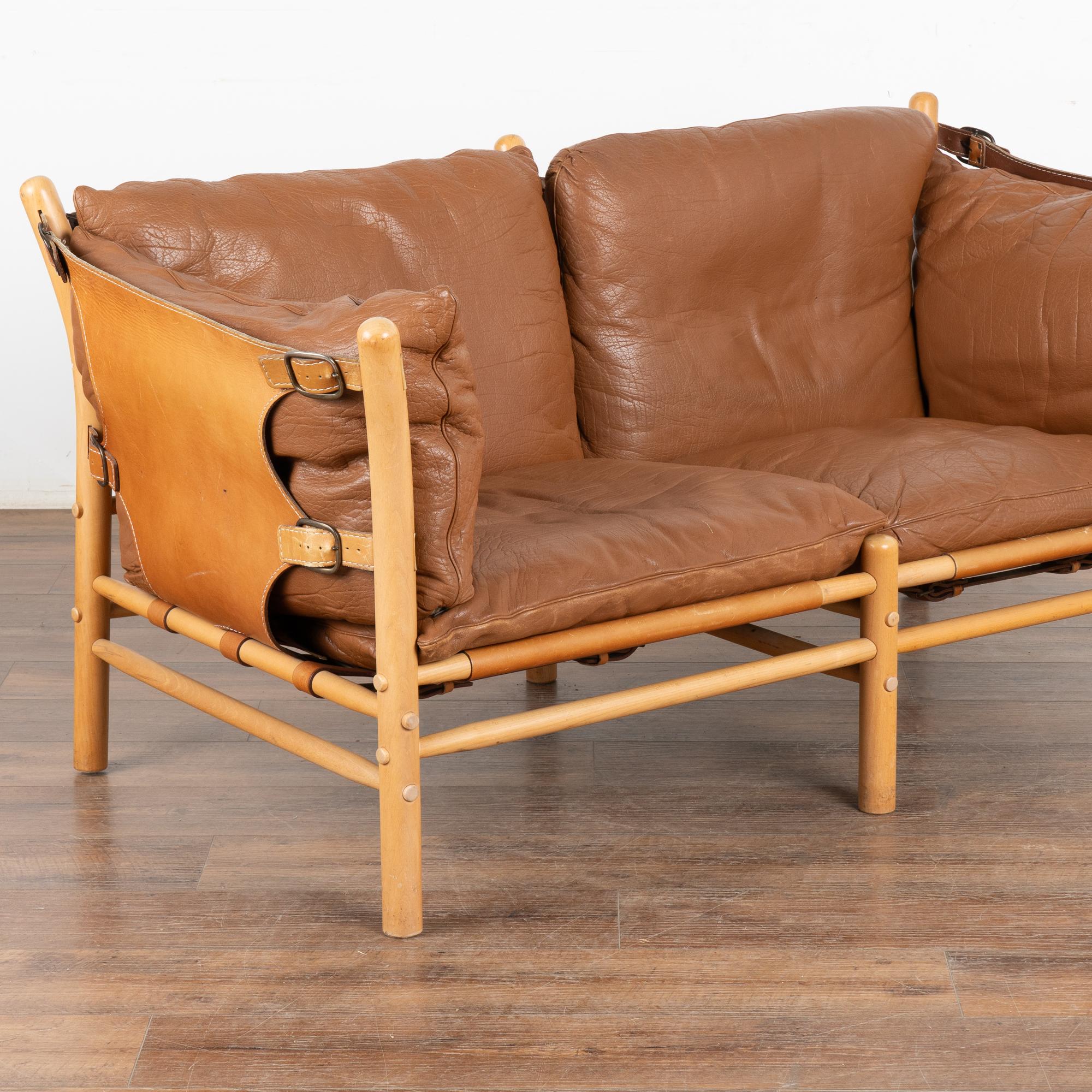 Swedish Mid Century Two Seat Vintage Leather Sofa by Arne Norell, Sweden