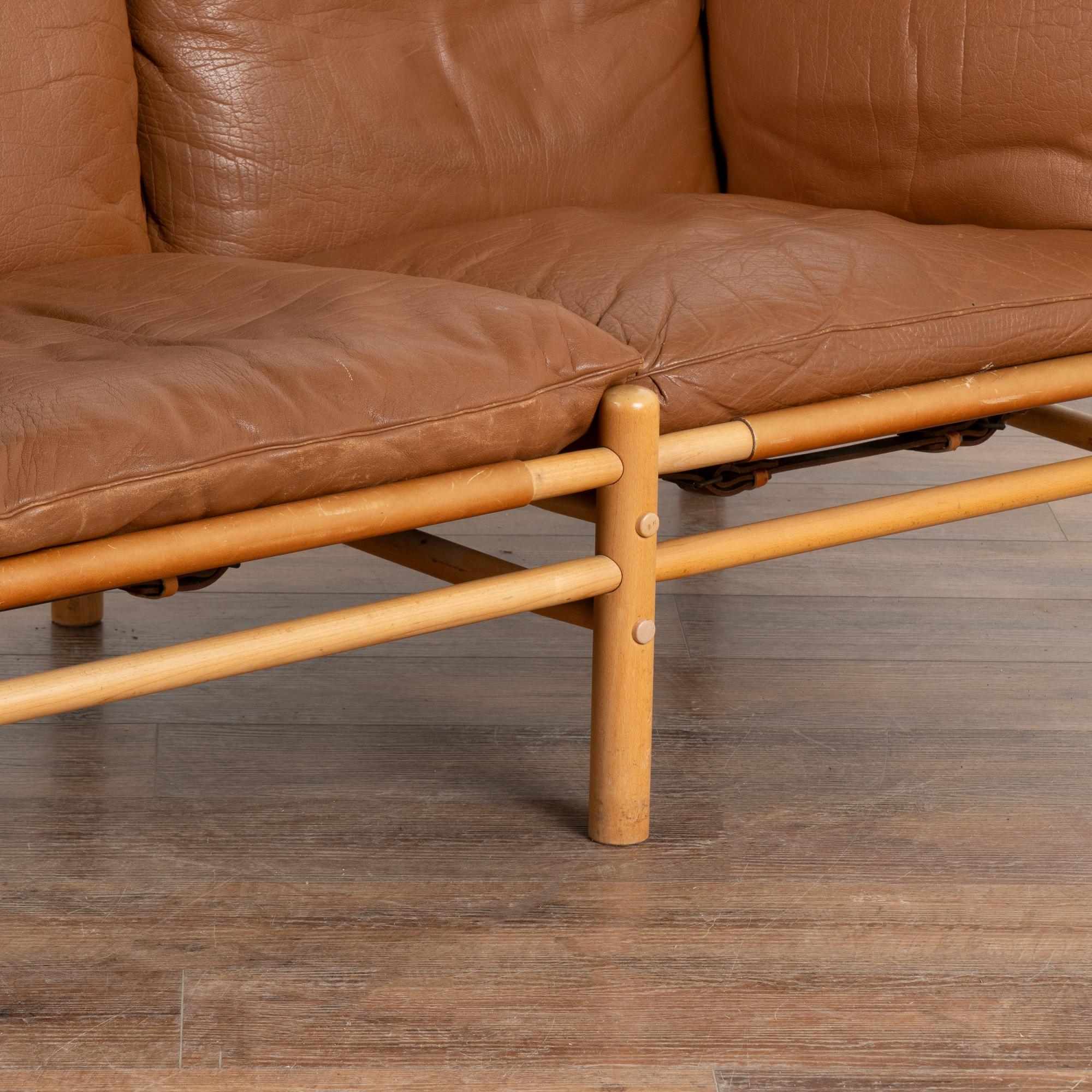 20th Century Mid Century Two Seat Vintage Leather Sofa by Arne Norell, Sweden