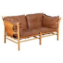 Mid Century Two Seat Vintage Leather Sofa by Arne Norell, Sweden