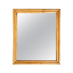 Midcentury Two-Strand Rectangle Rattan Mirror