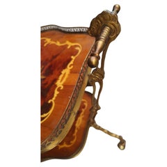 Mid Century Two Tier Bar Cart with Brass & Lacquered Marquetry Italy C1950