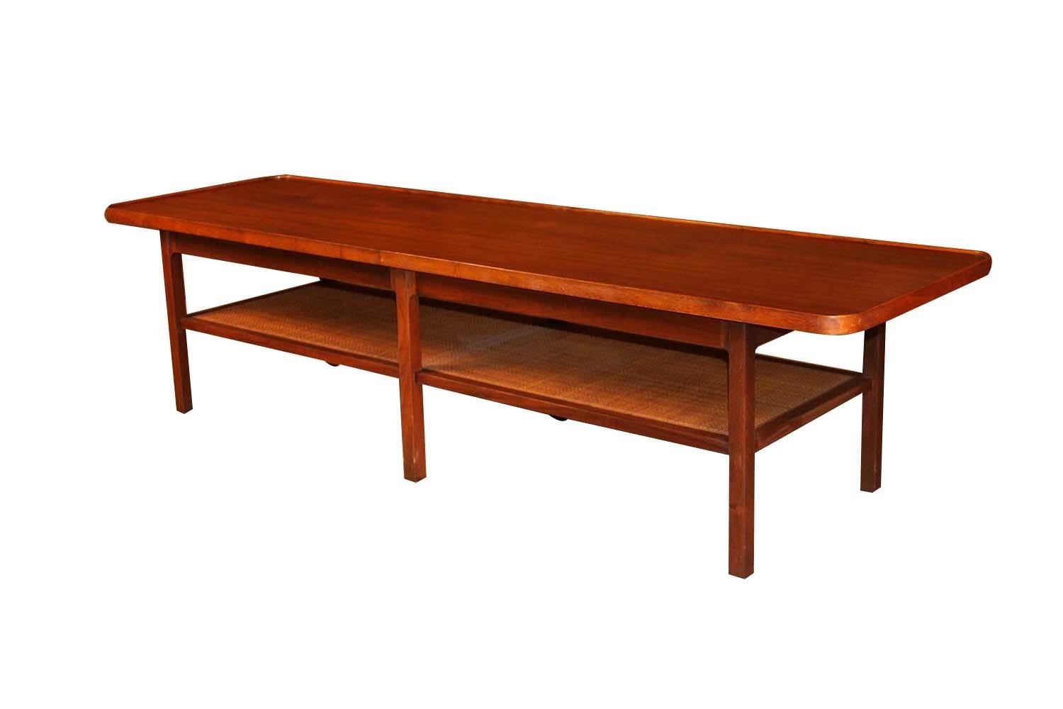 Walnut Mid Century Two Tier Coffee Table For Sale