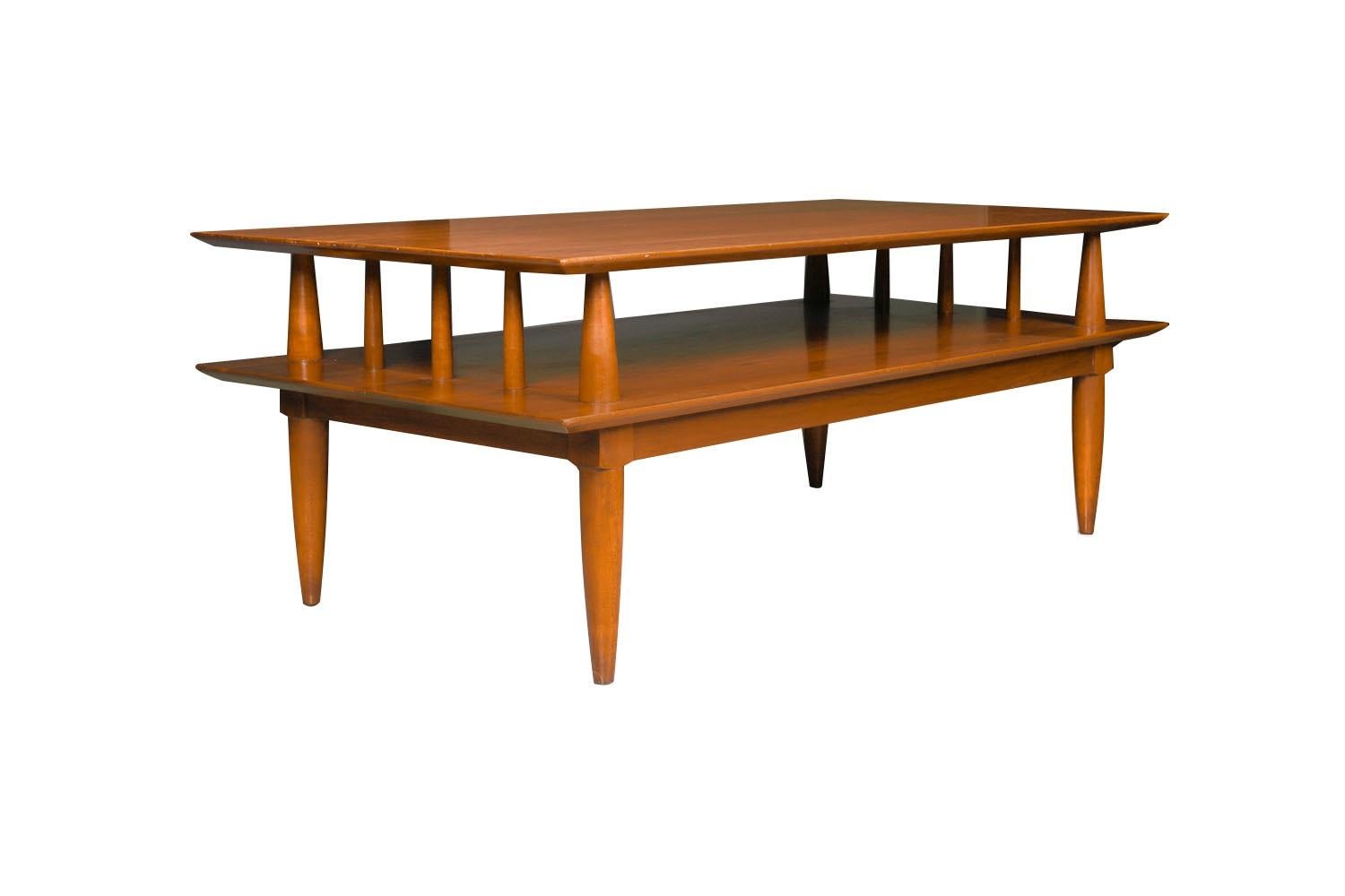 Cherry Mid-Century Two-Tier Coffee Table