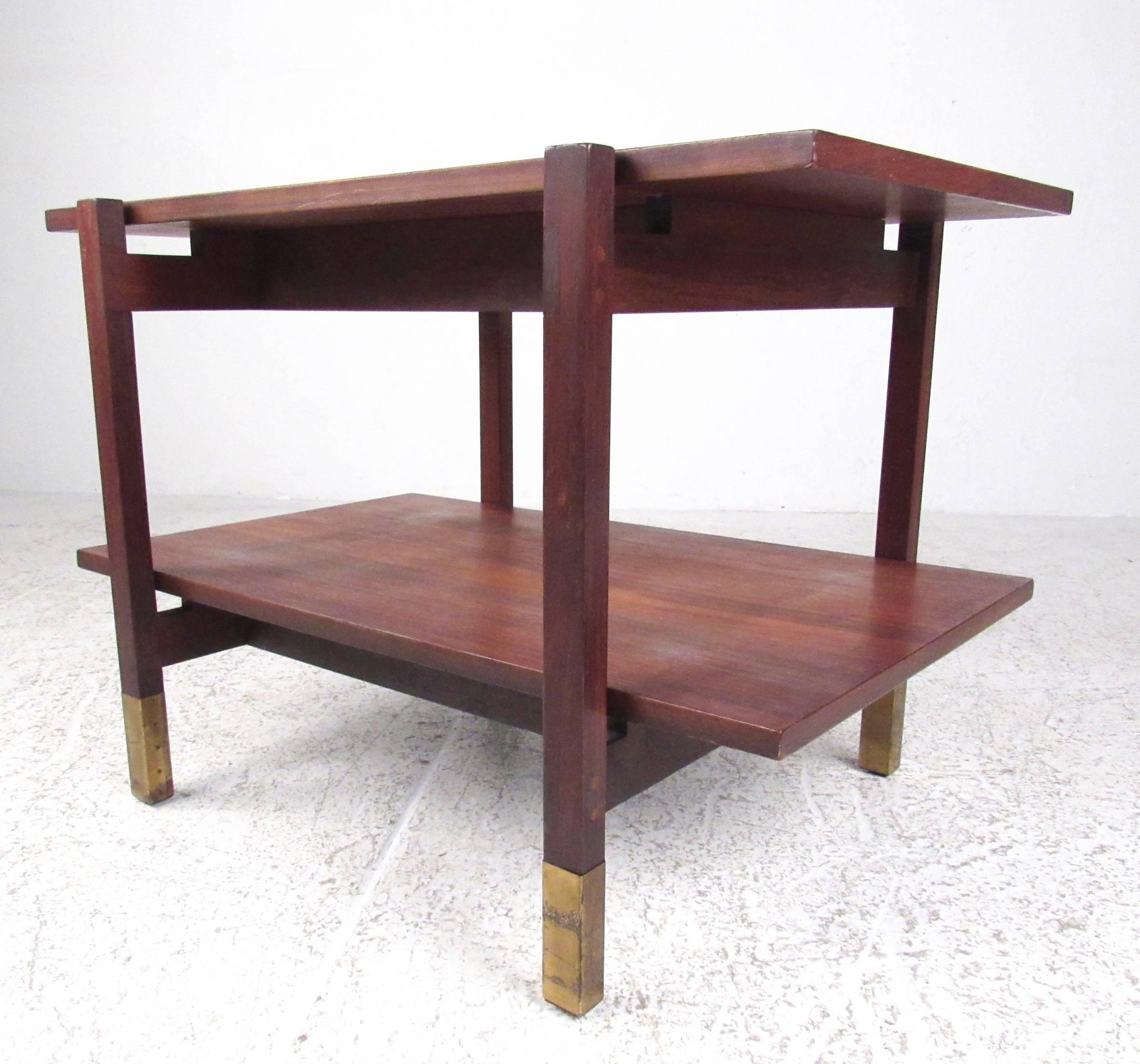mcm two tier end table