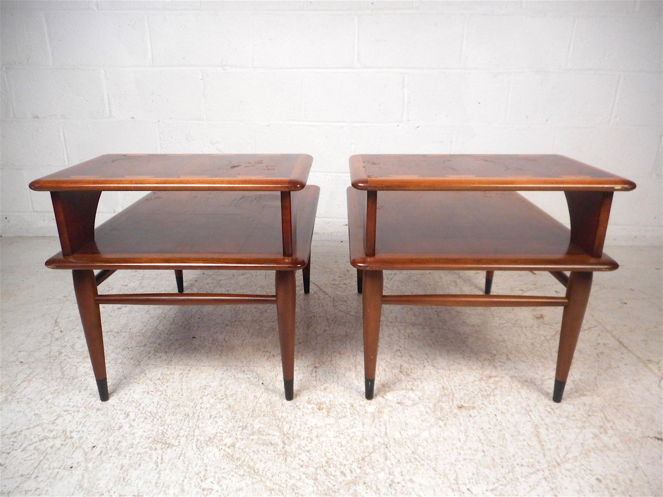 Mid-Century Modern Midcentury Two-Tier End Tables by Lane, a Pair