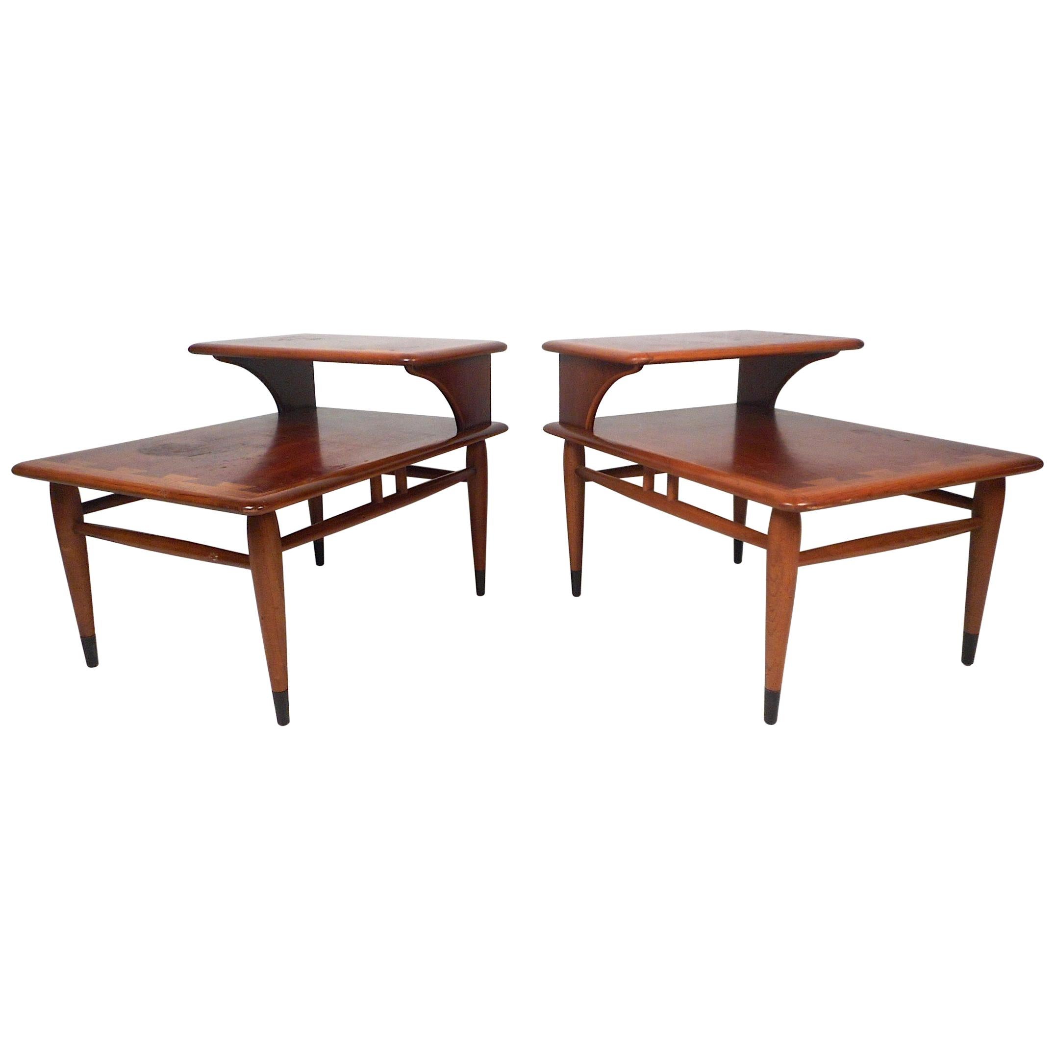 Midcentury Two-Tier End Tables by Lane, a Pair