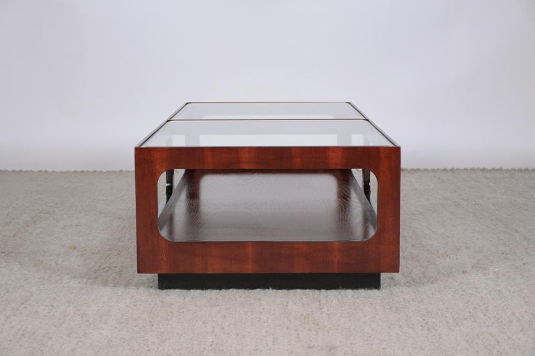 Mid Century Modern Two Tier Glass Coffee Table For Sale 3