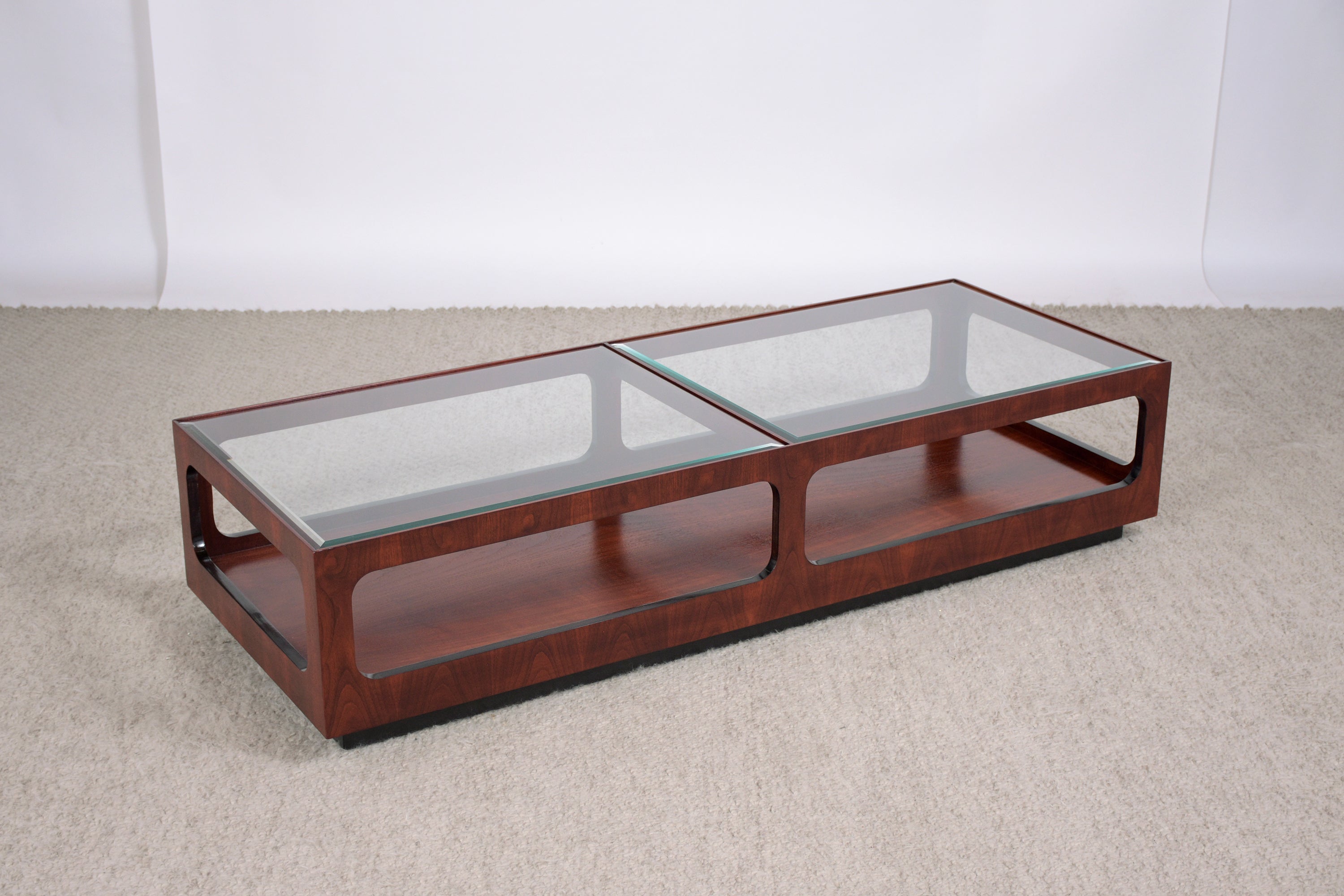 American Mid-Century Modern Beveled Glass Coffee Table