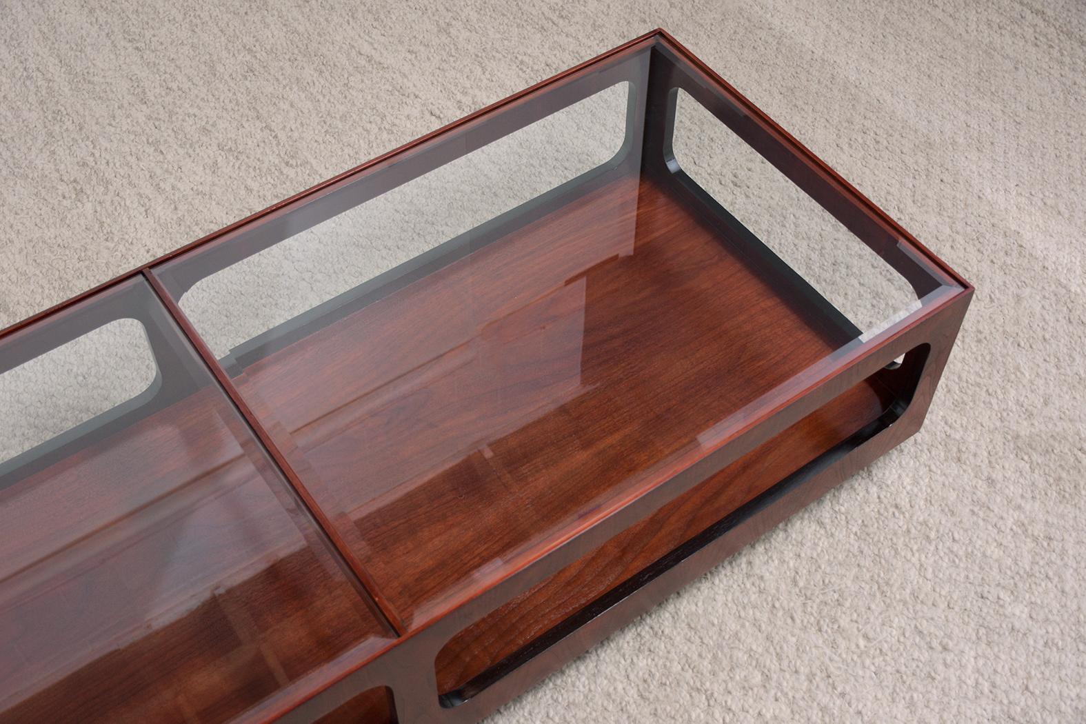 Hand-Crafted Mid-Century Modern Beveled Glass Coffee Table