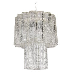 Mid Century Two Tier Italian Glass Tronchi Style Chandelier Attr Toni Zuccheri
