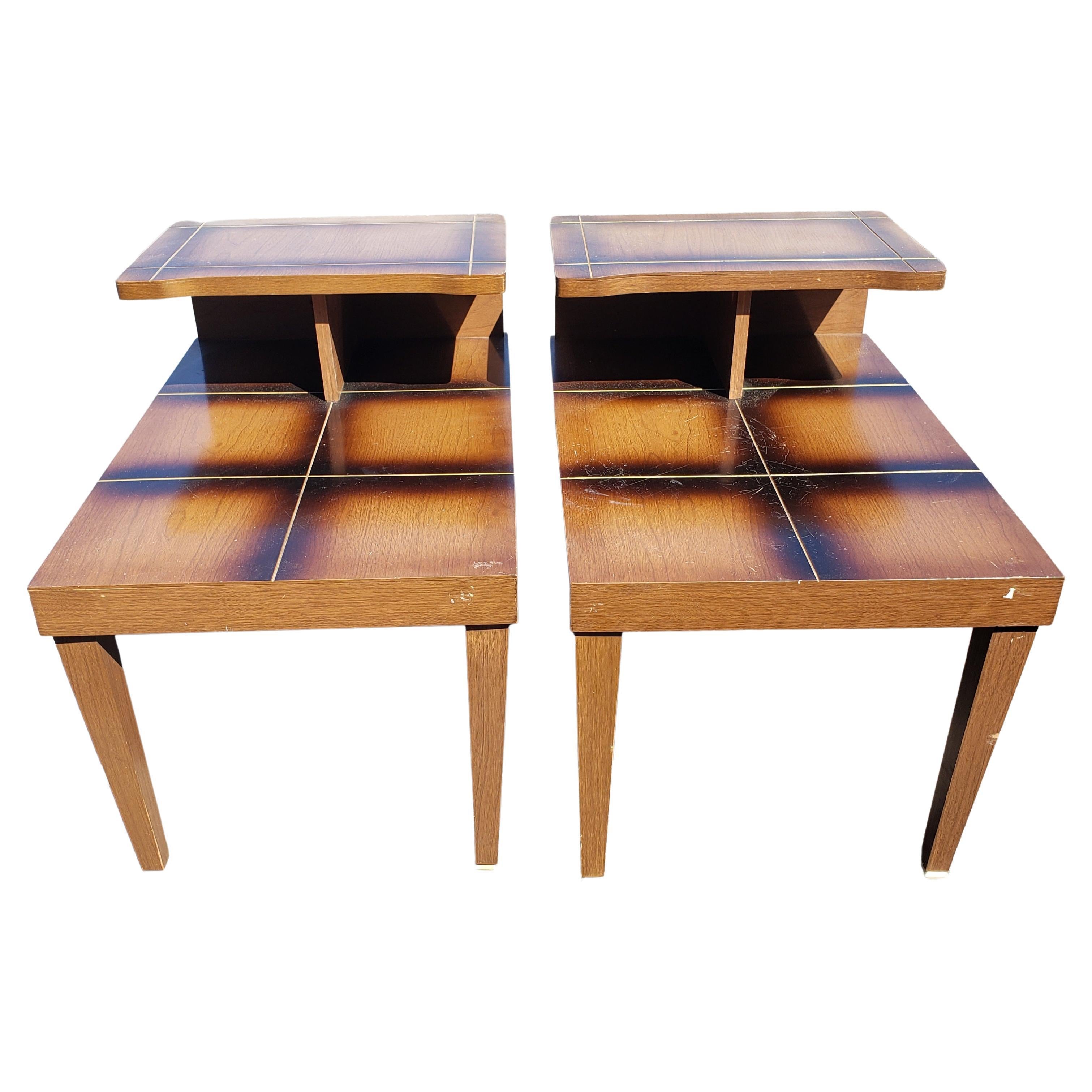 Mid Century Two Tier Laminate Top Side Tables, Circa 1960s