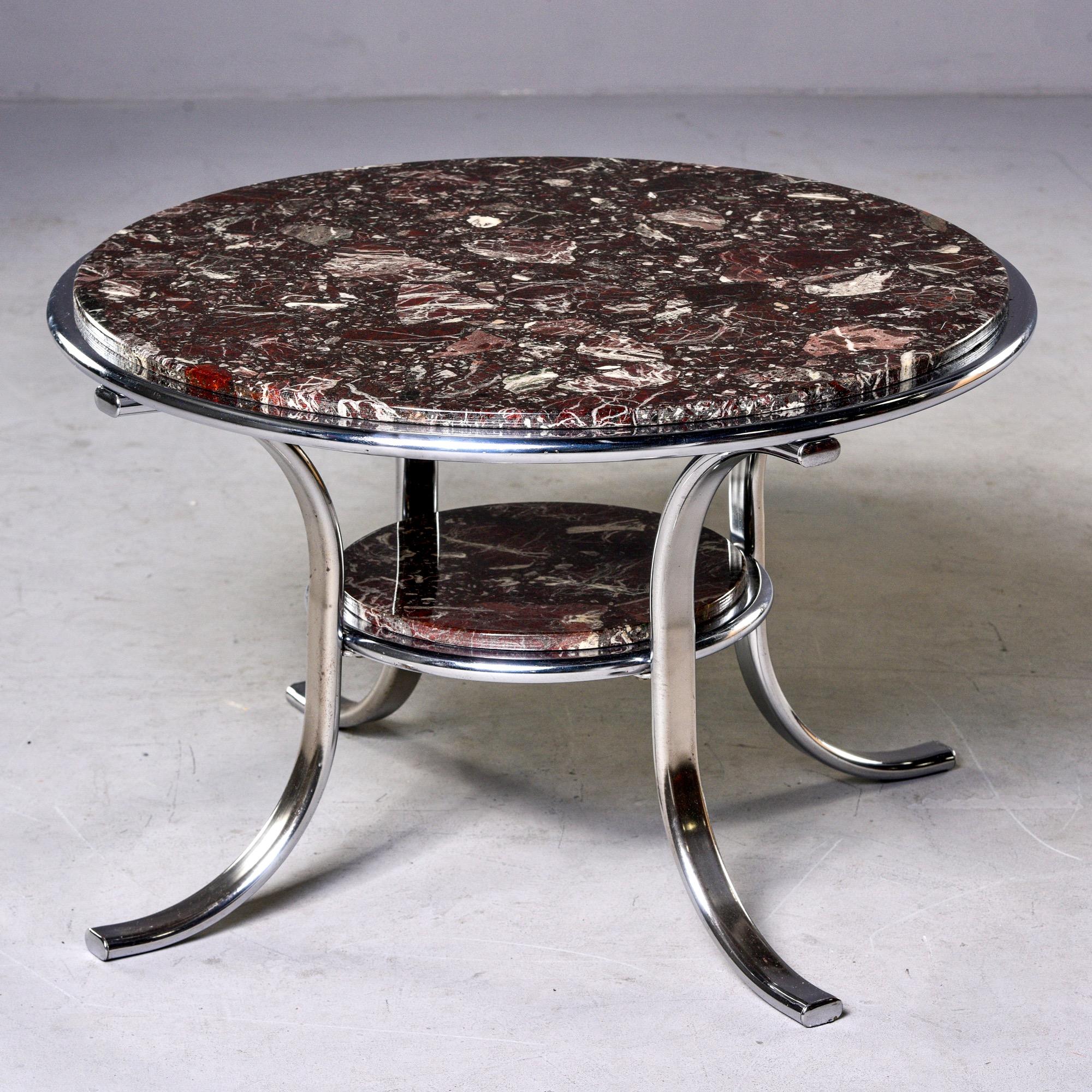 20th Century Midcentury Two-Tier Polished Nickel and Marble Cocktail Table
