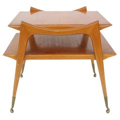 Mid-Century two-tier Walnut Side Table attributed Ico Luisa Parisi