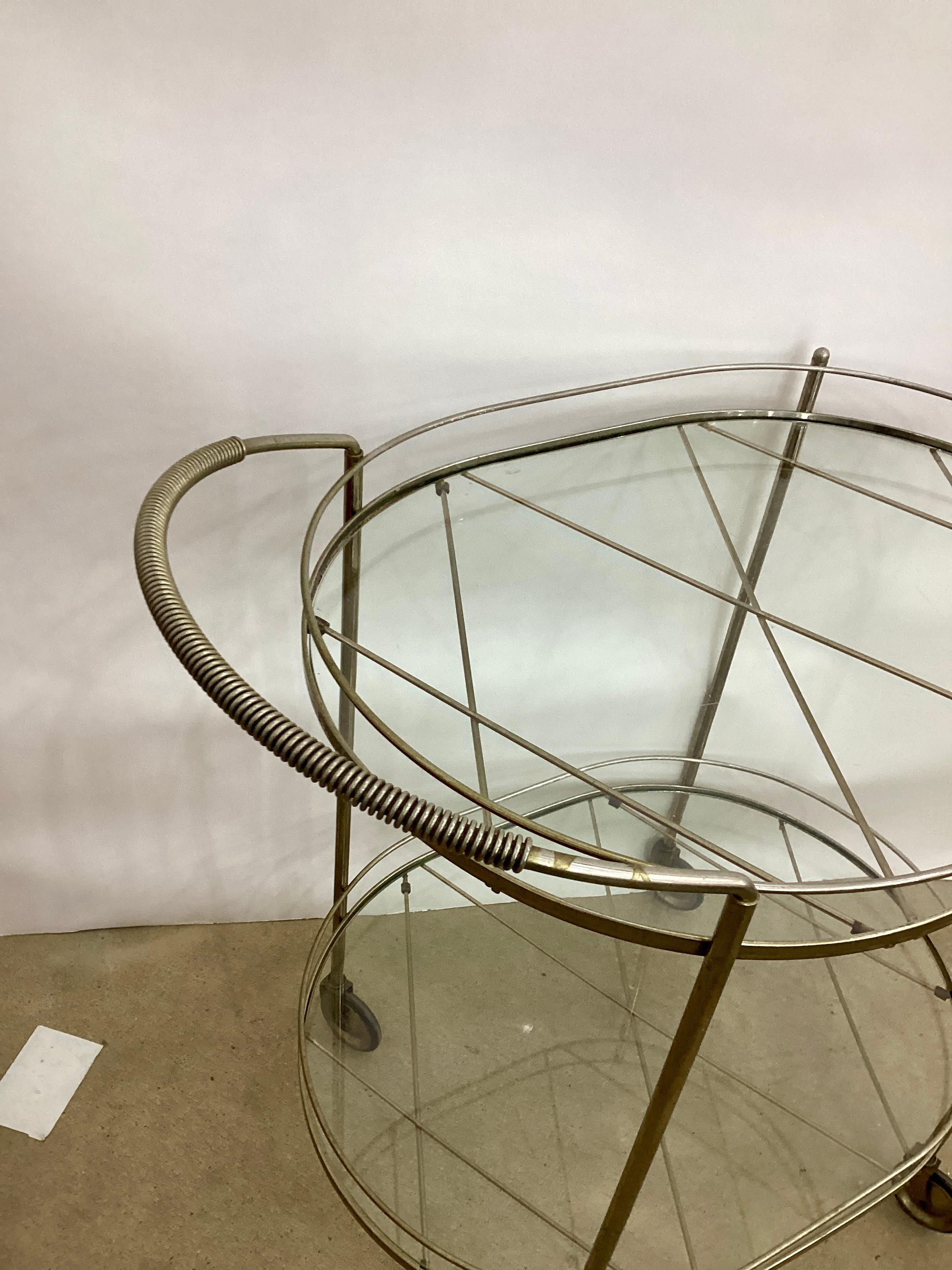 American Mid Century Two Tiered Chrome Bar Cart  For Sale