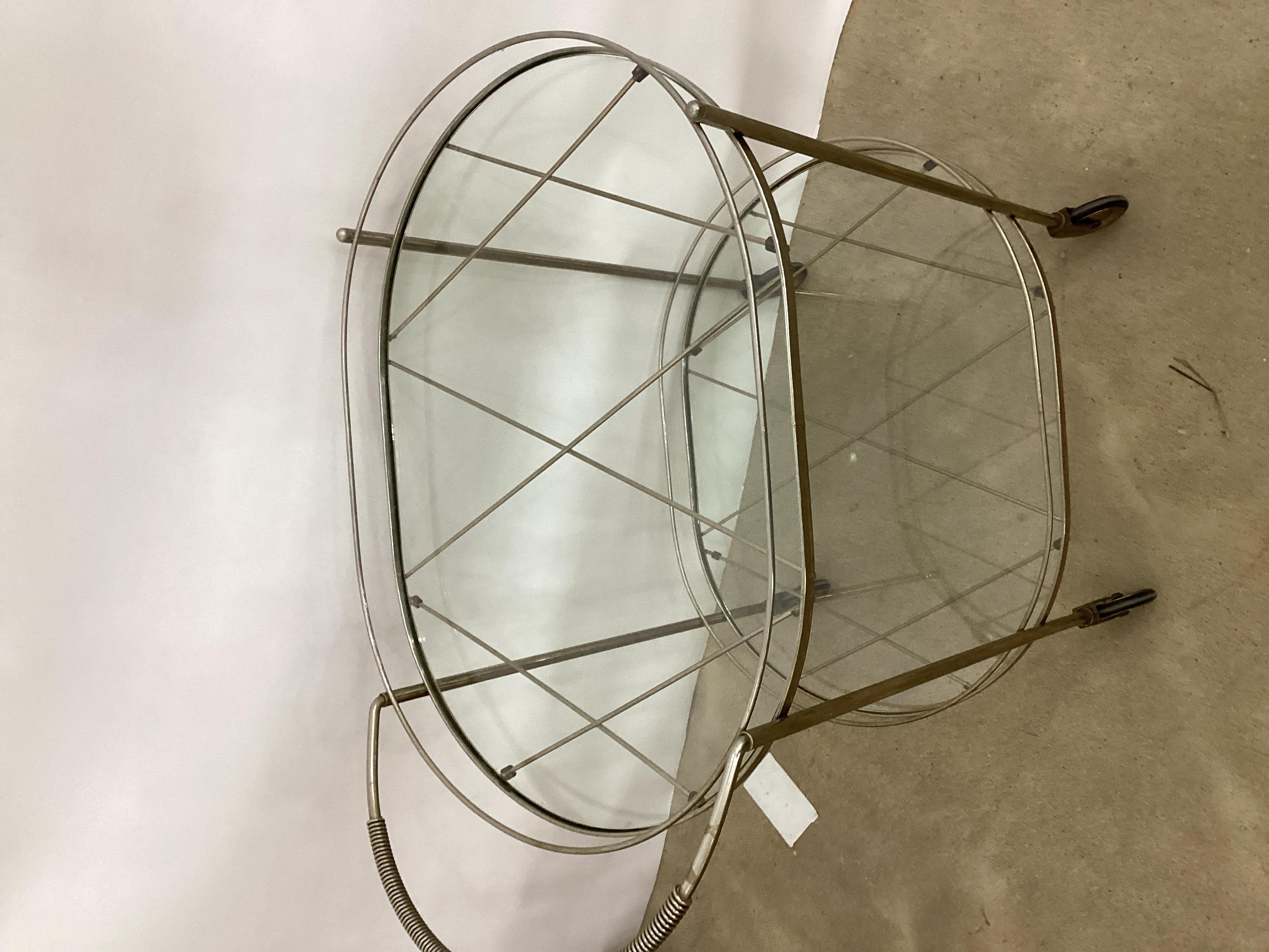 Mid Century Two Tiered Chrome Bar Cart  In Good Condition For Sale In Chapel Hill, NC