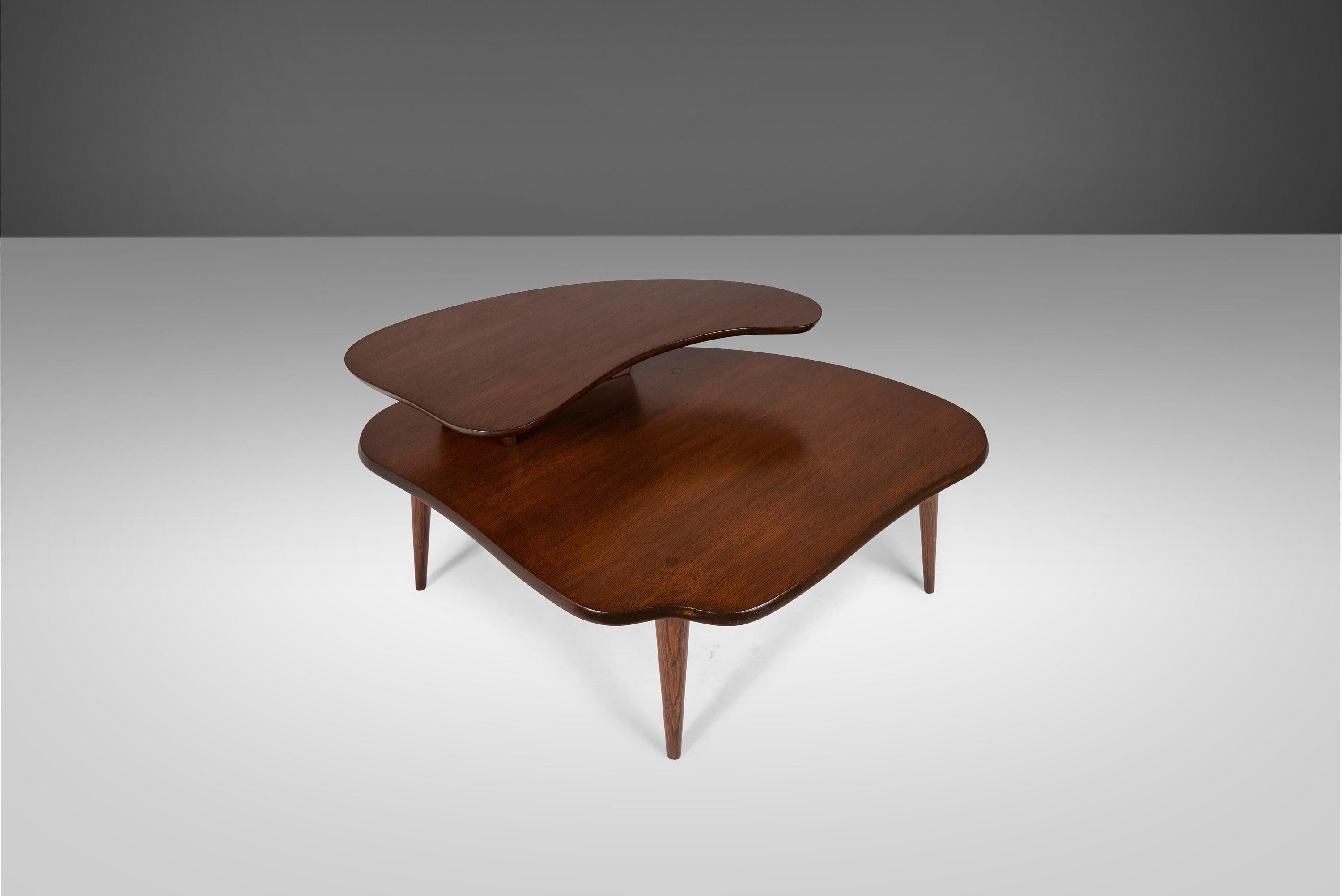Mid-Century Modern Mid Century Two-Tiered Coffee Table in Oak Stained Walnut after Paul Laszlo For Sale