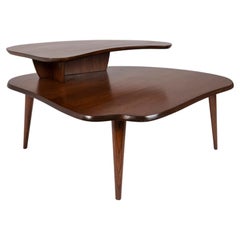Mid Century Two-Tiered Coffee Table in Oak Stained Walnut after Paul Laszlo