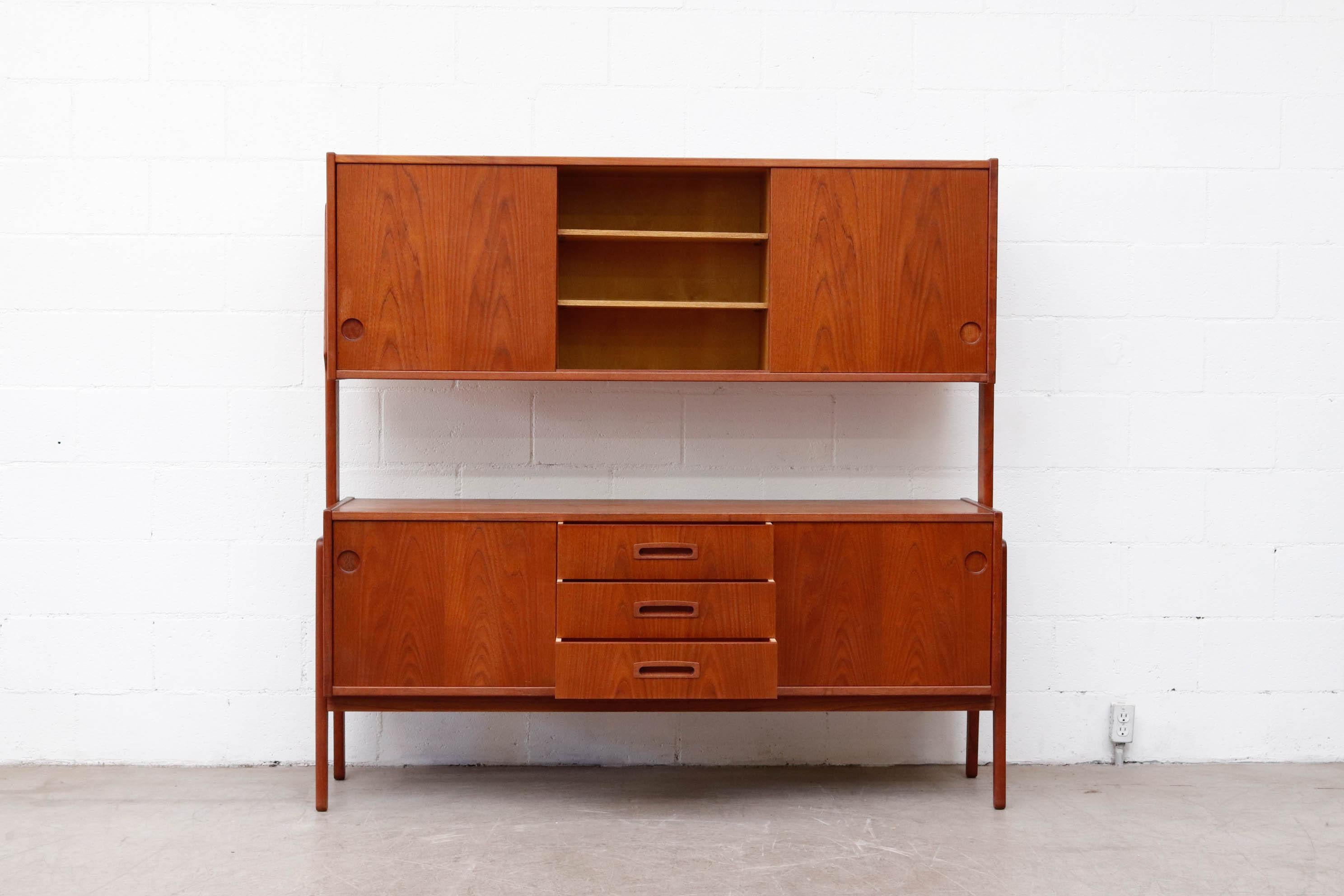 Mid-Century Two Tiered Danish Teak Sideboard In Good Condition In Los Angeles, CA