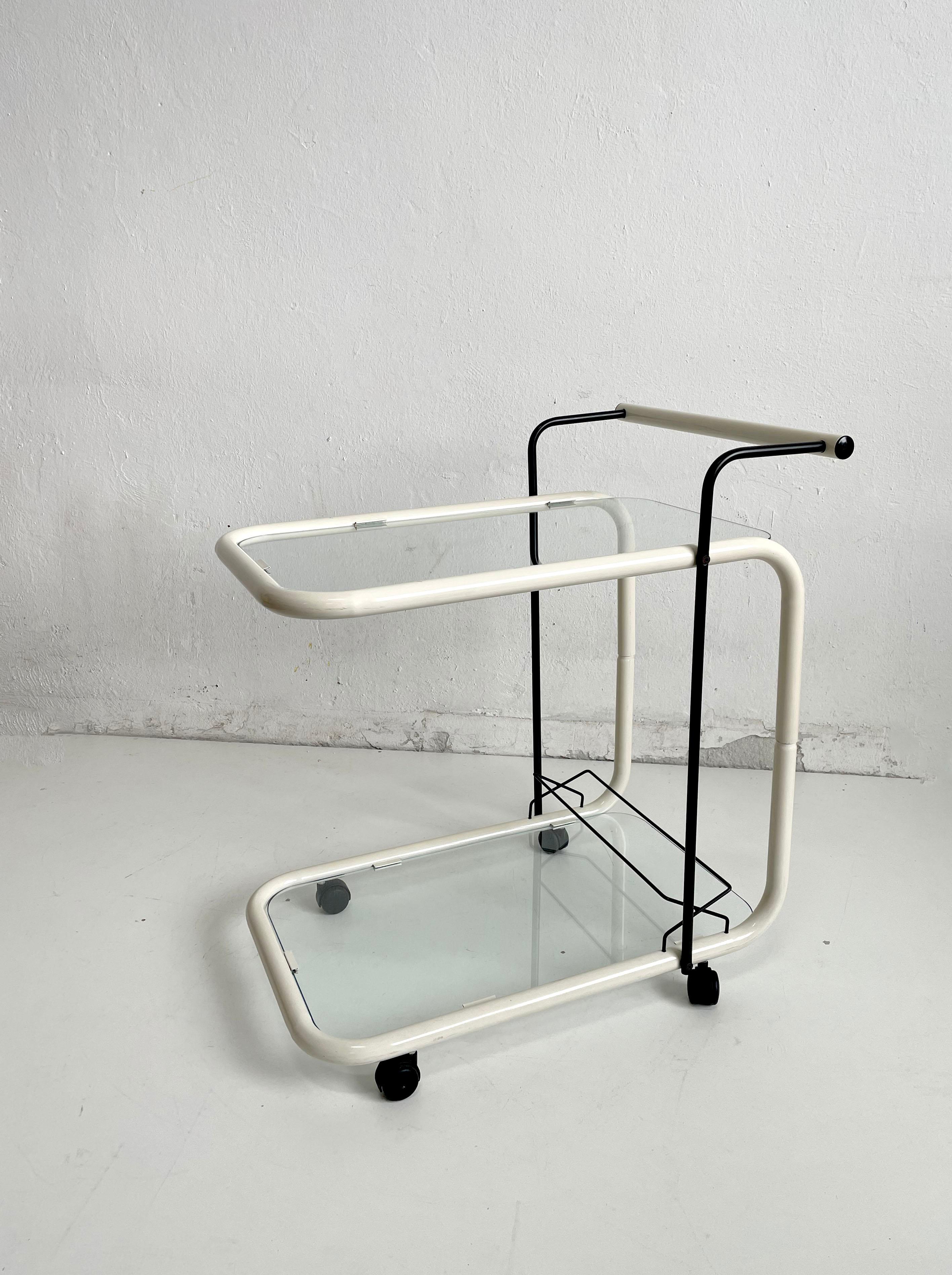 Mid-Century Modern Mid Century Two Tiered Italian Bar Cart, 1970s, Bauhaus Style