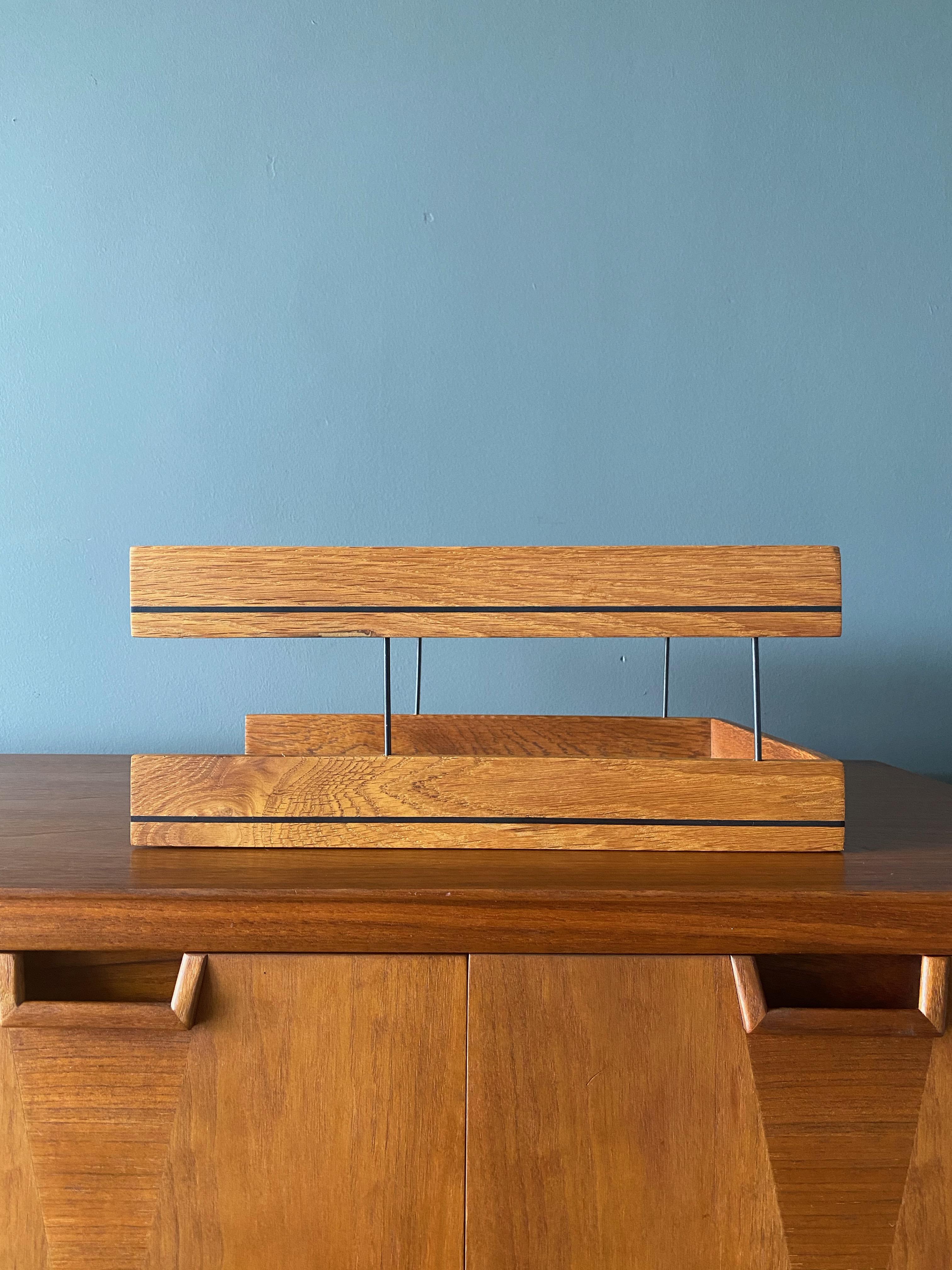 Mid century two tiered letter tray, circa 1960.