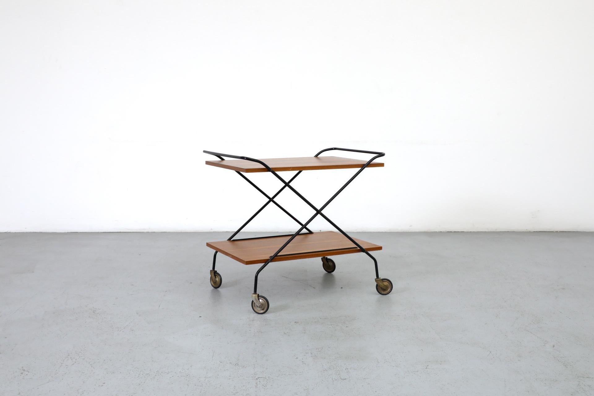 Enameled Mid-Century Two-Tiered Teak Bar Cart by Paul Nagel for Jie Gantofta, 1960s